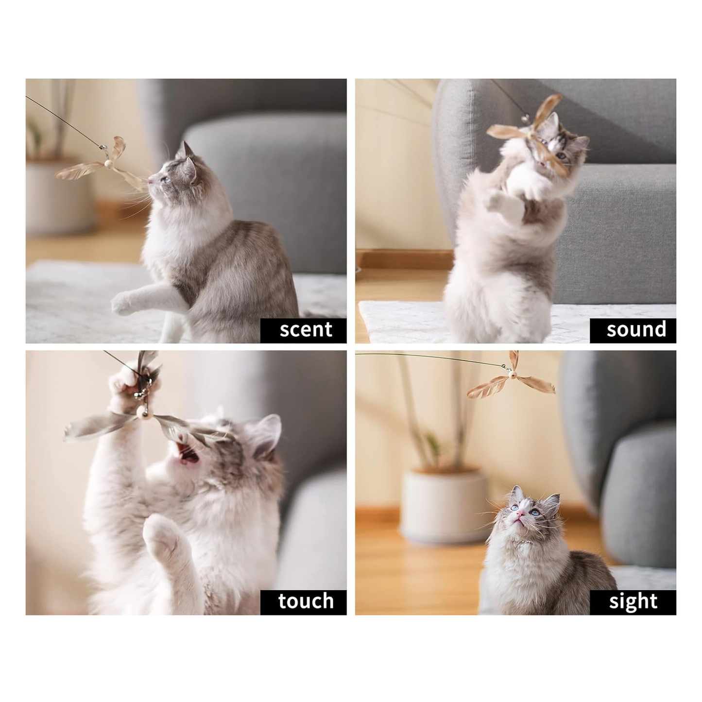 Cat Wand Toy Natural Feather, Cat Toy Feather Replacement (3 PCS Feather Replacement)