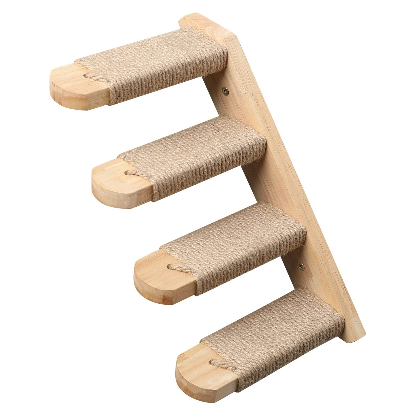 Wooden Cat Wall Climber with Scratching Posts - Four Steps, Space-Saving Design