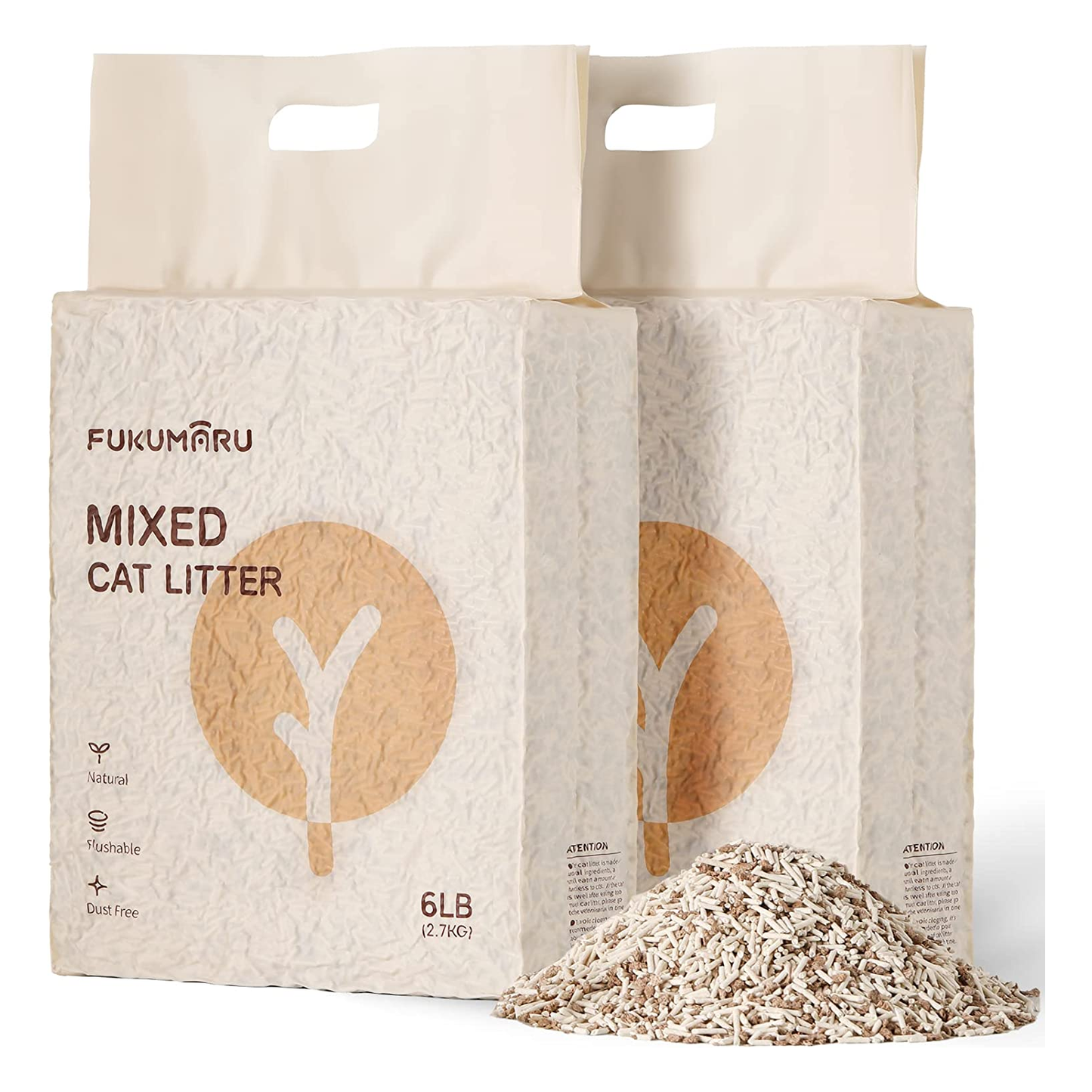 Tofu Cat Litter - Flushable Tofu & Applewood Cat Litter, 18 lbs - Unscented, Low-Tracking, Natural Clumping Pellets