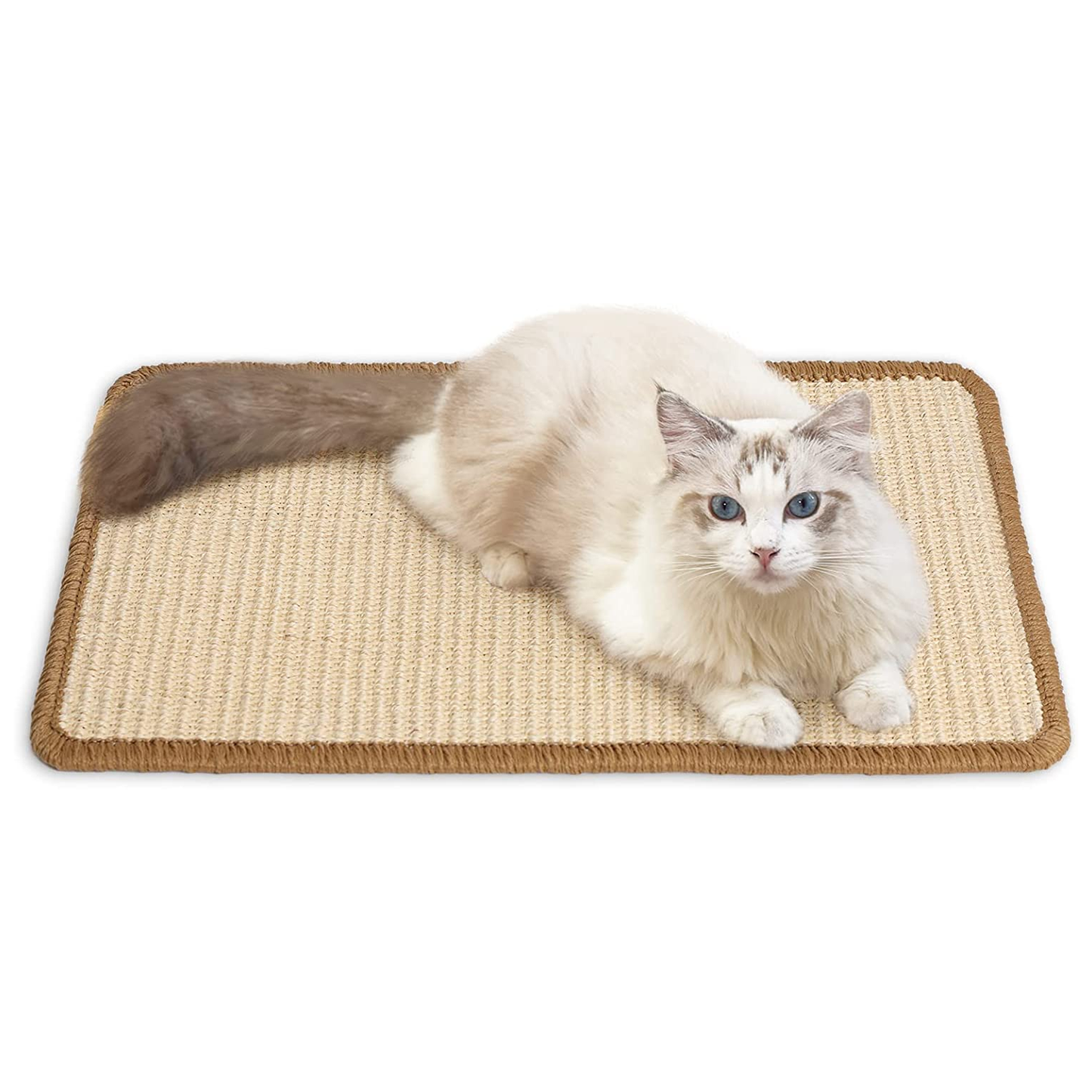 Natural Sisal Cat Scratching Mat - 23.6" x 15.7" - Furniture Protector & Multi-Use Floor/Wall Mat