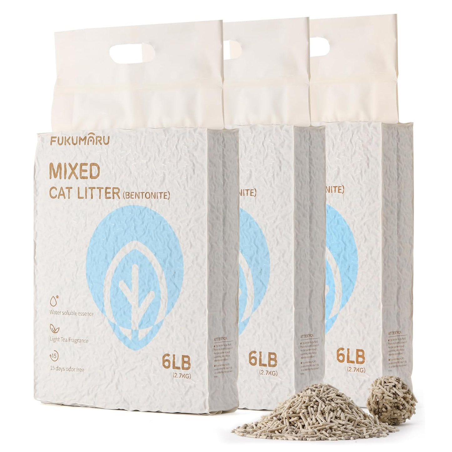 Natural Unscented Tofu Cat Litter Pellets (16.5 lbs / 3 Packs) - Flushable, Low-Tracking, & Quick-Clumping