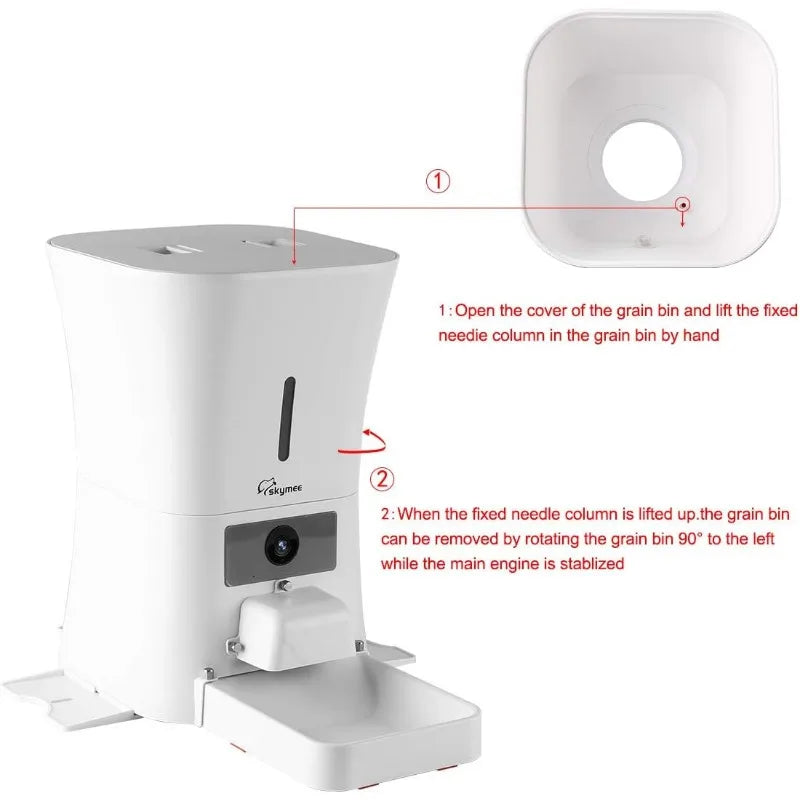 Skymee Smart Pet Feeder with 1080P HD Camera, 8L/12L Food Dispenser, Treat Dispenser, and App Control for Cats & Dogs