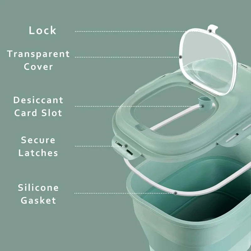 Collapsible Airtight Pet Food Container with Wheels - 30lb Capacity