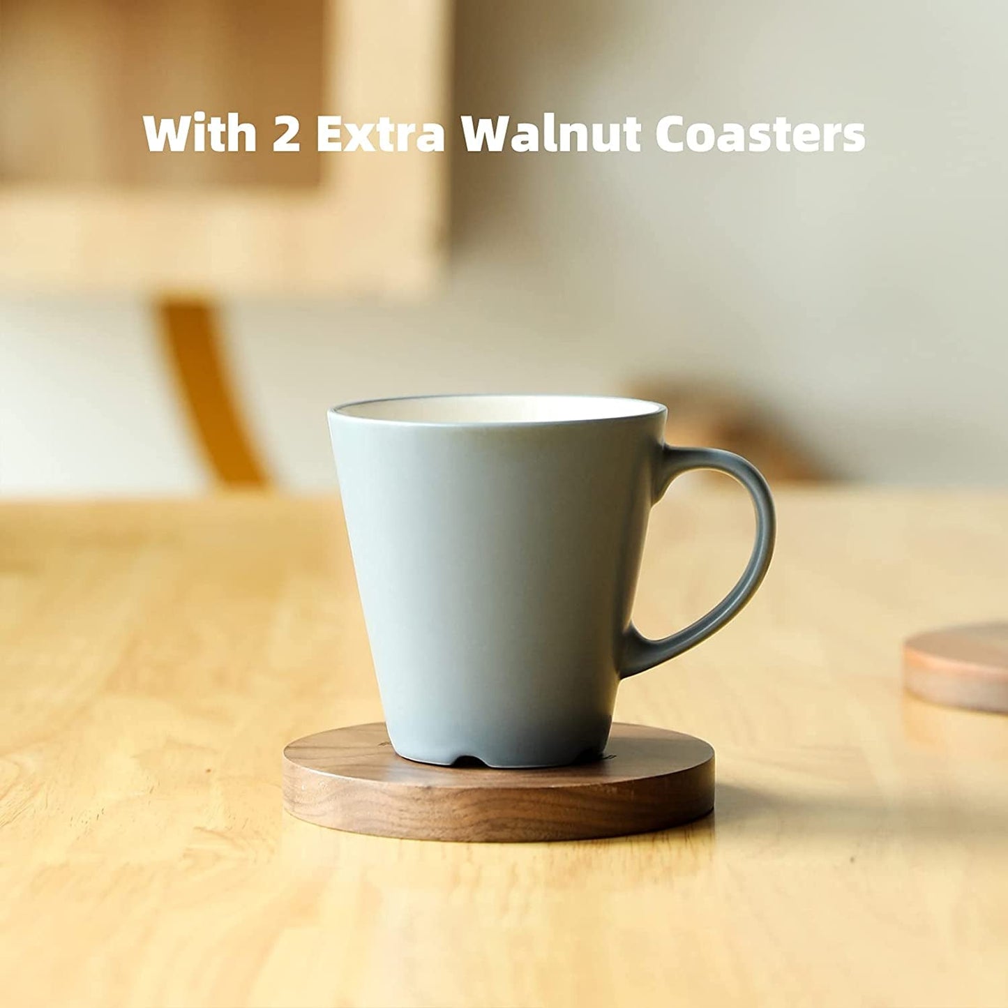 15° Tilted Ceramic Cat Bowls with Solid Walnut Stand - Elevated Food and Water Dishes for Cats and Small Dogs