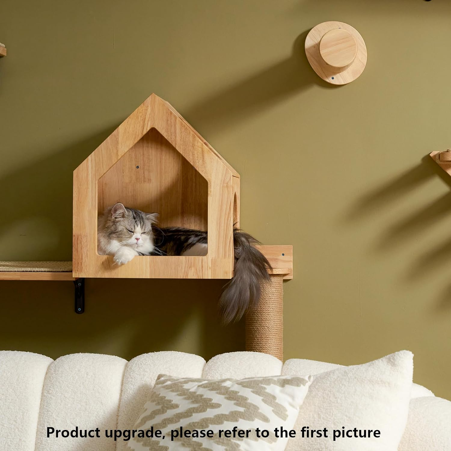 Wall-Mounted Cat House and Bed with Multiple Entry Points - Spacious Birch Plywood Design (15.5" x 11.8" x 18")