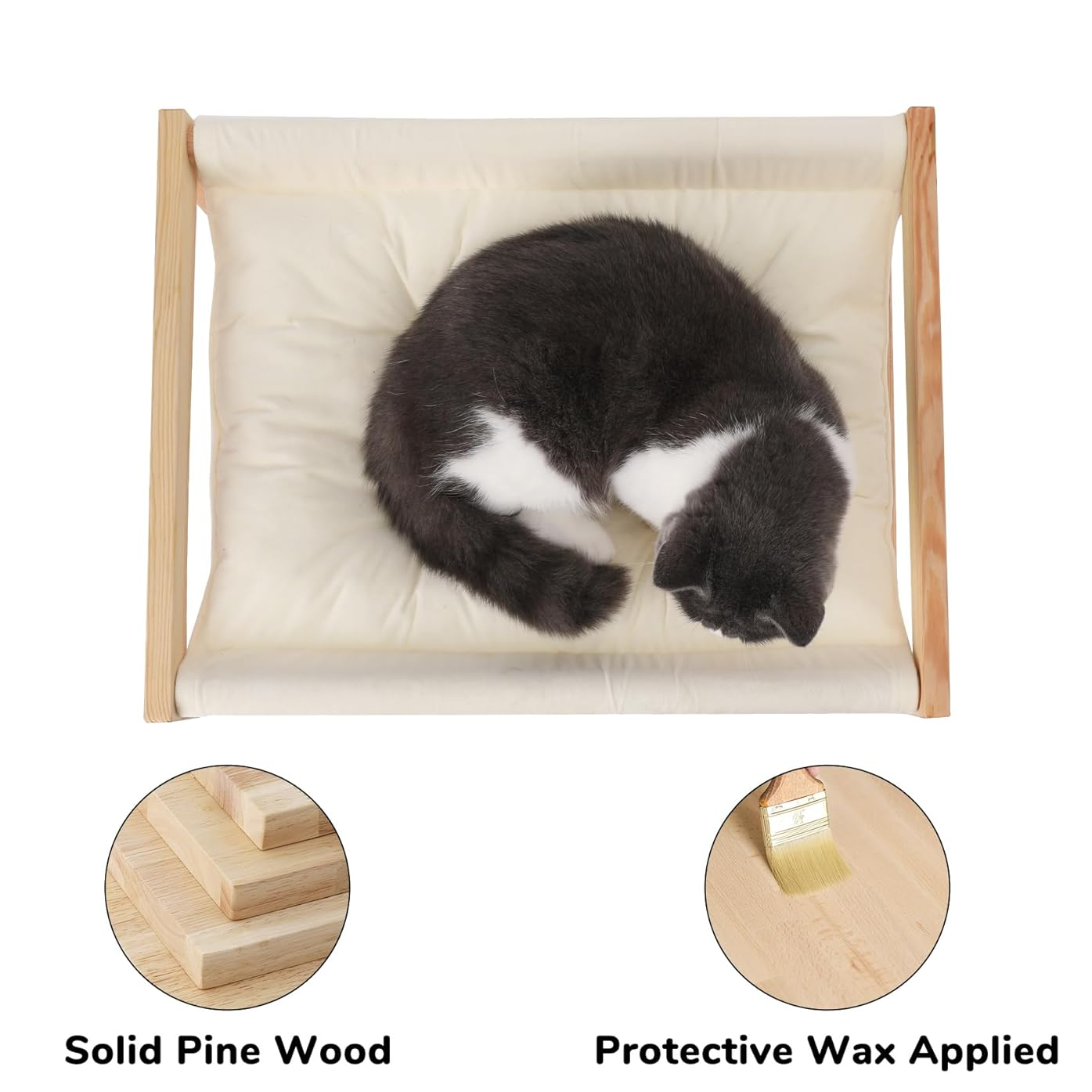 Elevated Cat Hammock Bed, 20x16" Plush Velvet Couch for Indoor Cats, Small Dogs, and Other Pets