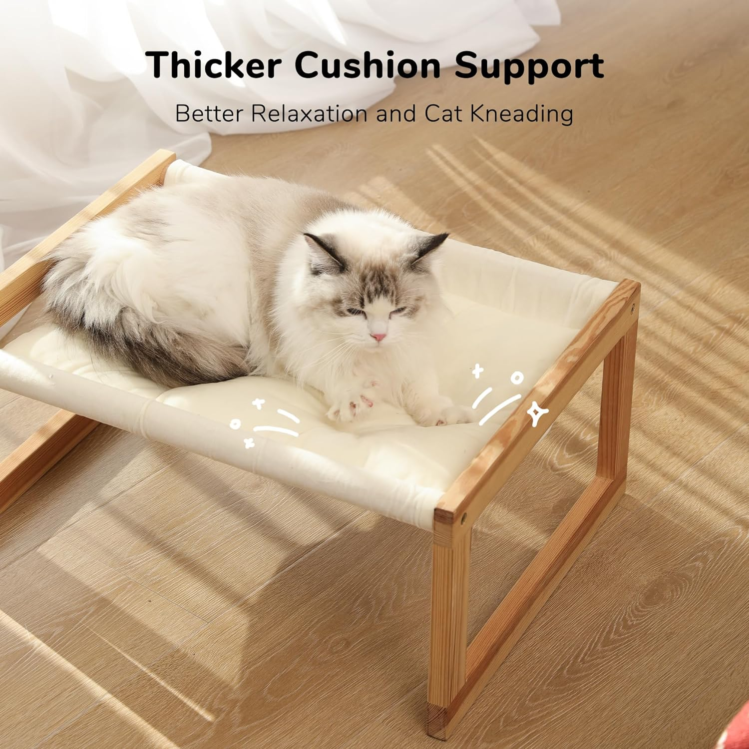 Elevated Cat Hammock Bed, 20x16" Plush Velvet Couch for Indoor Cats, Small Dogs, and Other Pets