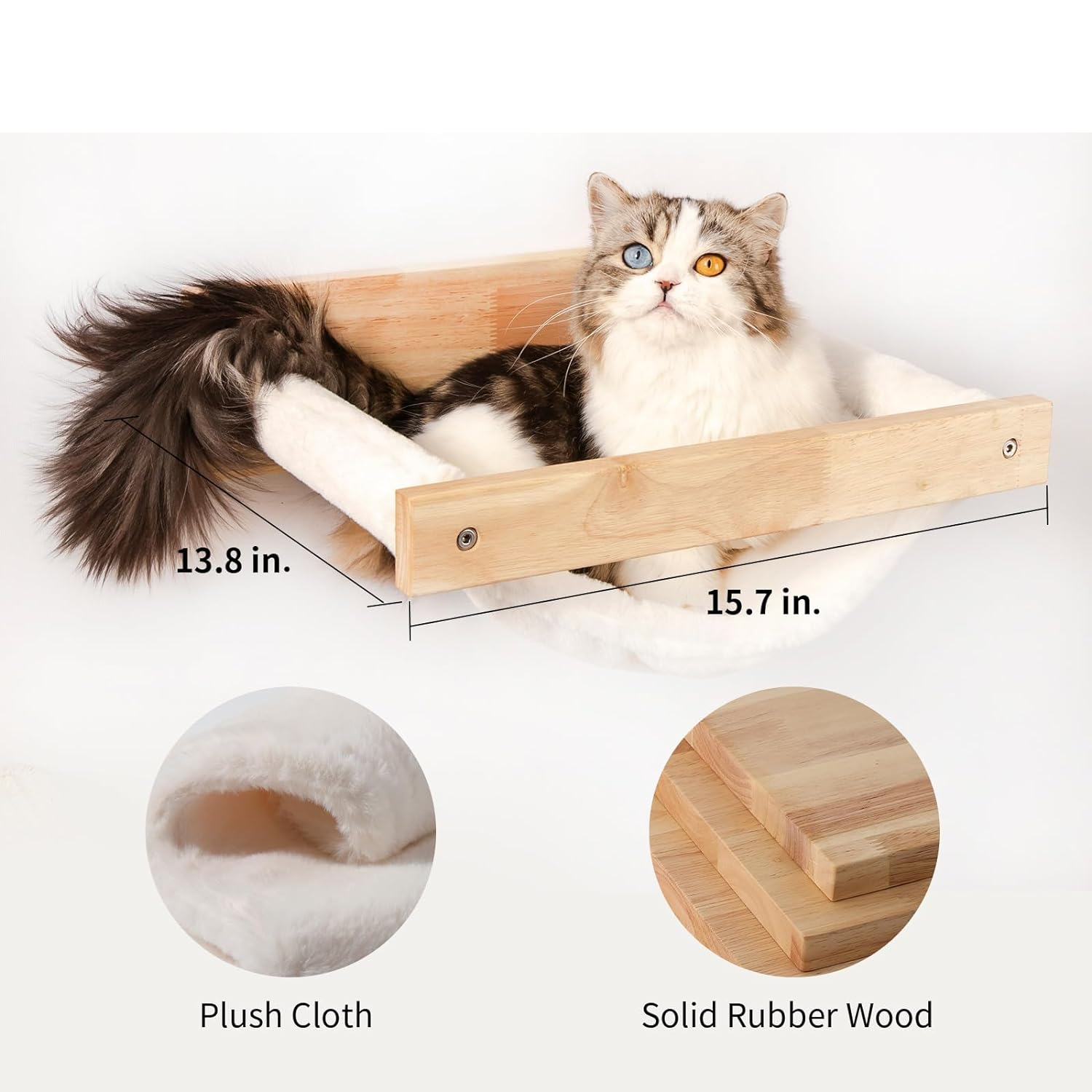 Solid Wood Cat Wall Jungle Gym - 3 Piece Set for Climbing & Lounging (Holds 33 lbs)