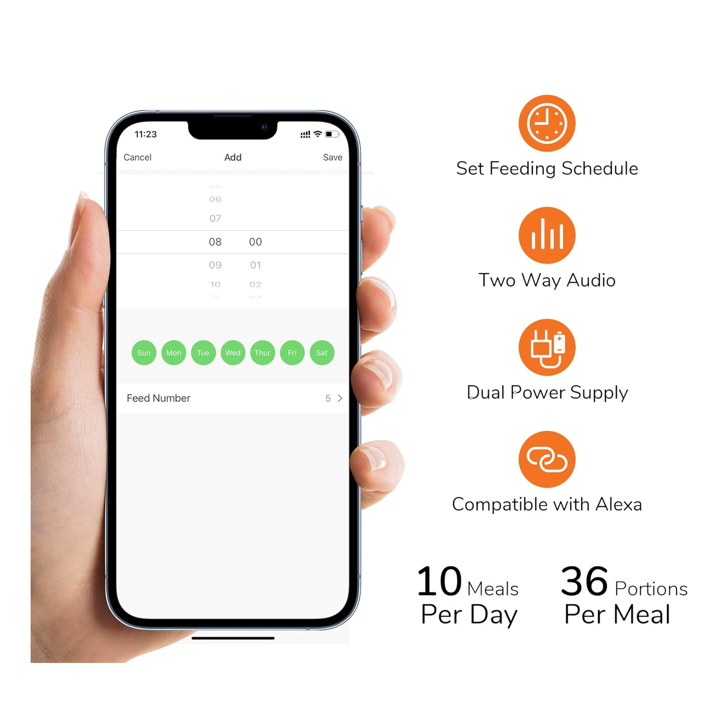 Smart Automatic Pet Feeder - 5L Large Capacity, Dual Bowls, 10 Meals/Day, WiFi Enabled, Freshness Preservation