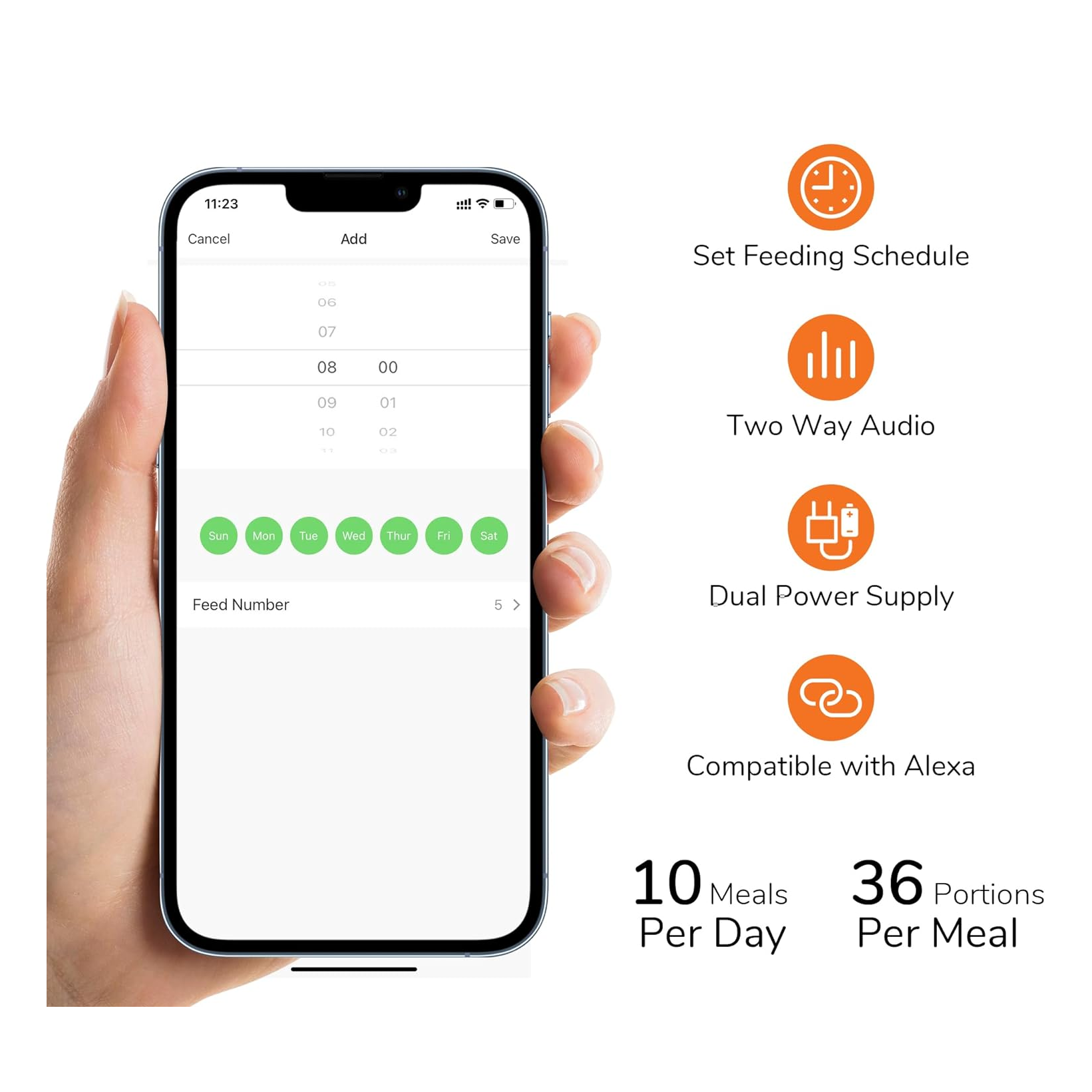 Smart Automatic Pet Feeder - 5L Large Capacity, Dual Bowls, 10 Meals/Day, WiFi Enabled, Freshness Preservation