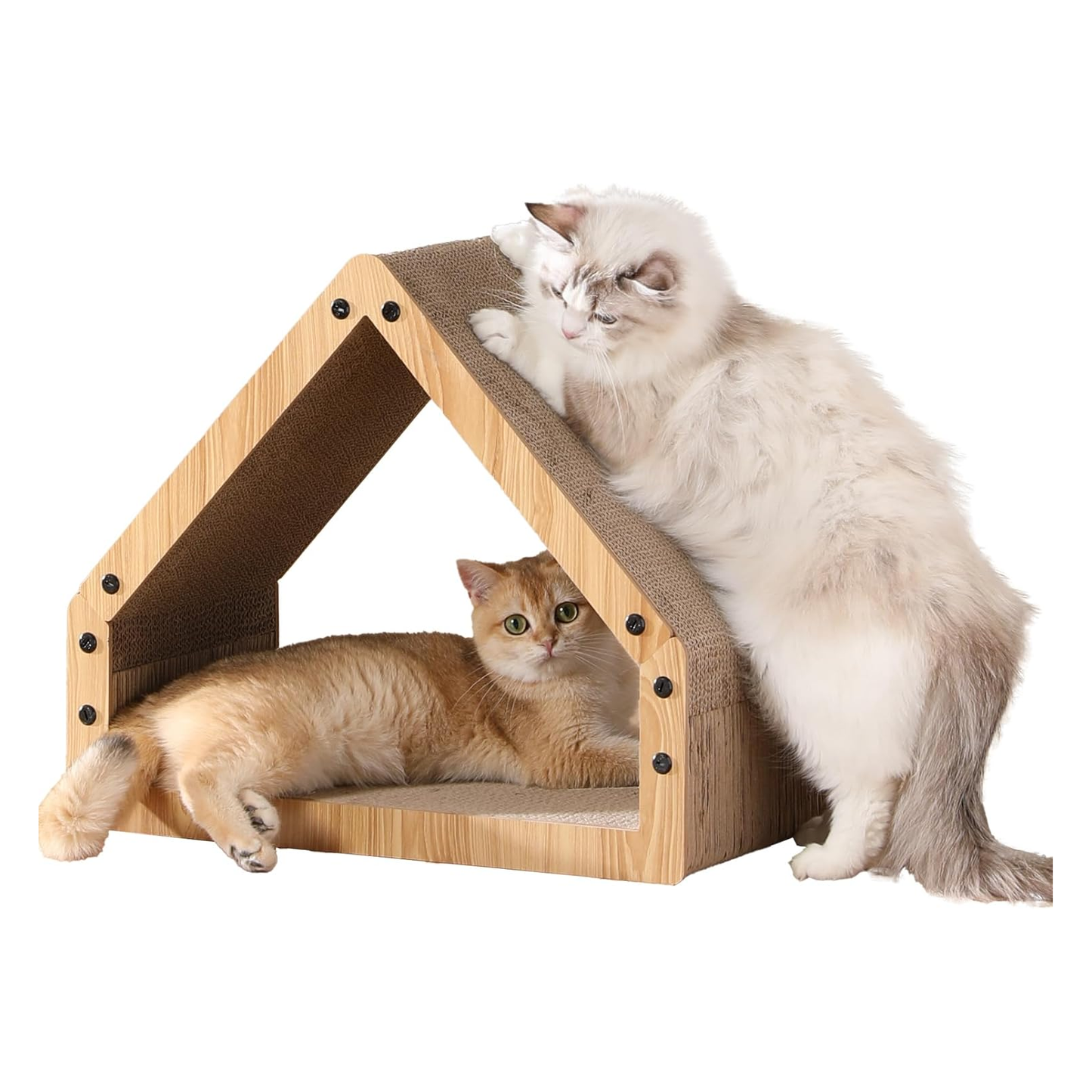 Eco-Friendly Cat Scratcher House & Bed - Durable Cardboard Haven for Cats & Kittens (16.14" Scratching Surface, 22 lbs Capacity)