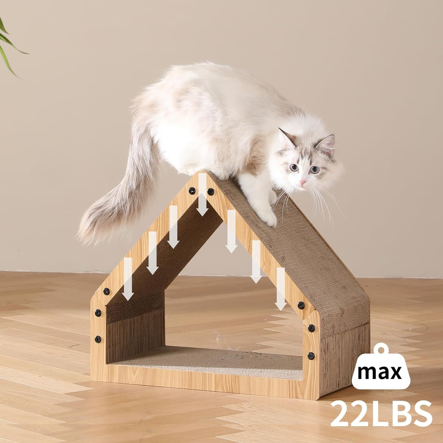 Eco-Friendly Cat Scratcher House & Bed - Durable Cardboard Haven for Cats & Kittens (16.14" Scratching Surface, 22 lbs Capacity)