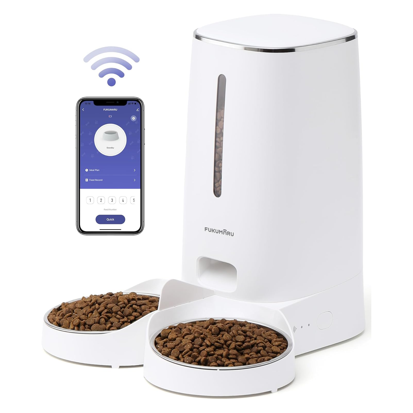 Smart WiFi Cat Feeder with 4L Double Bowls - Timed, DIY Meals for Multiple Pets