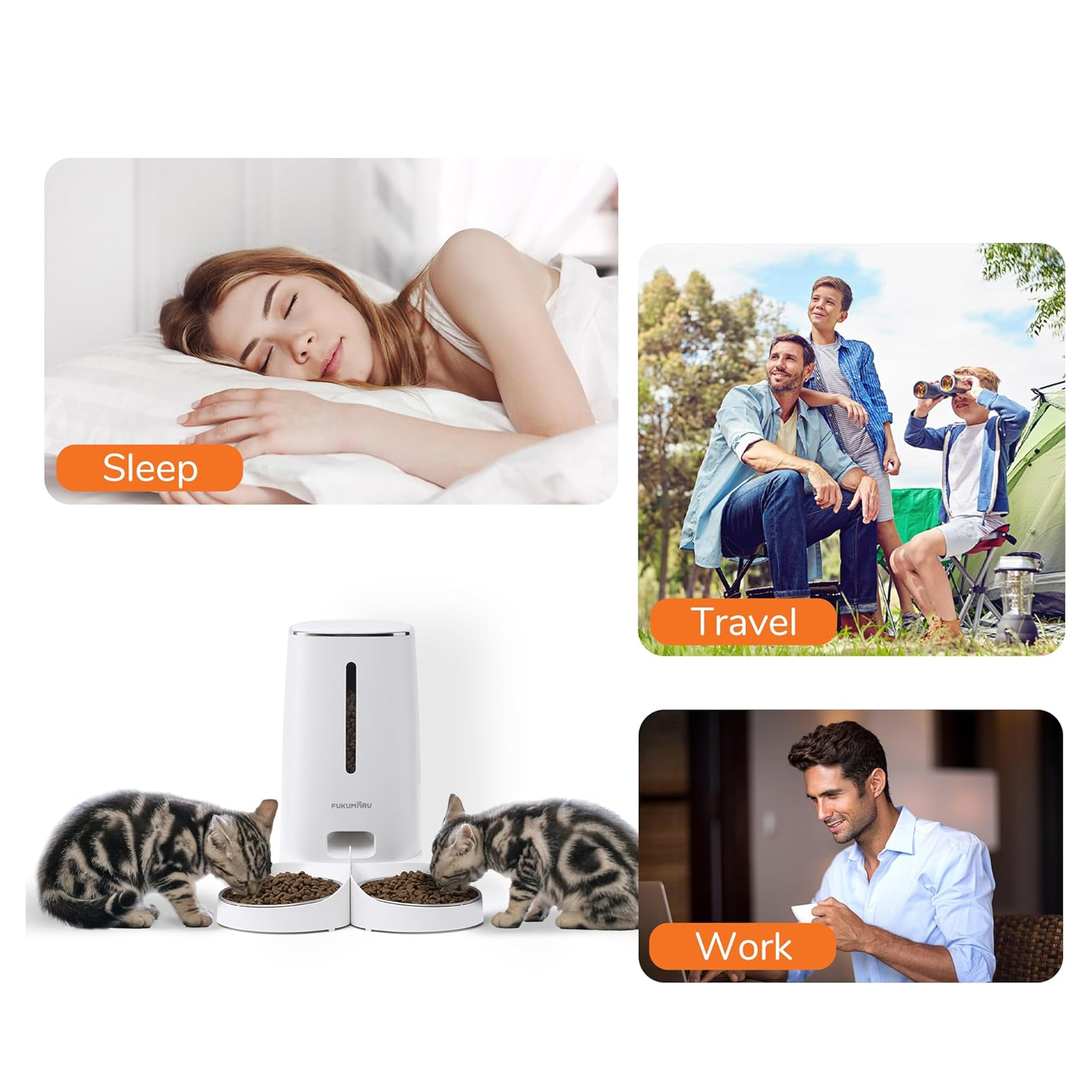 Smart WiFi Cat Feeder with 4L Double Bowls - Timed, DIY Meals for Multiple Pets