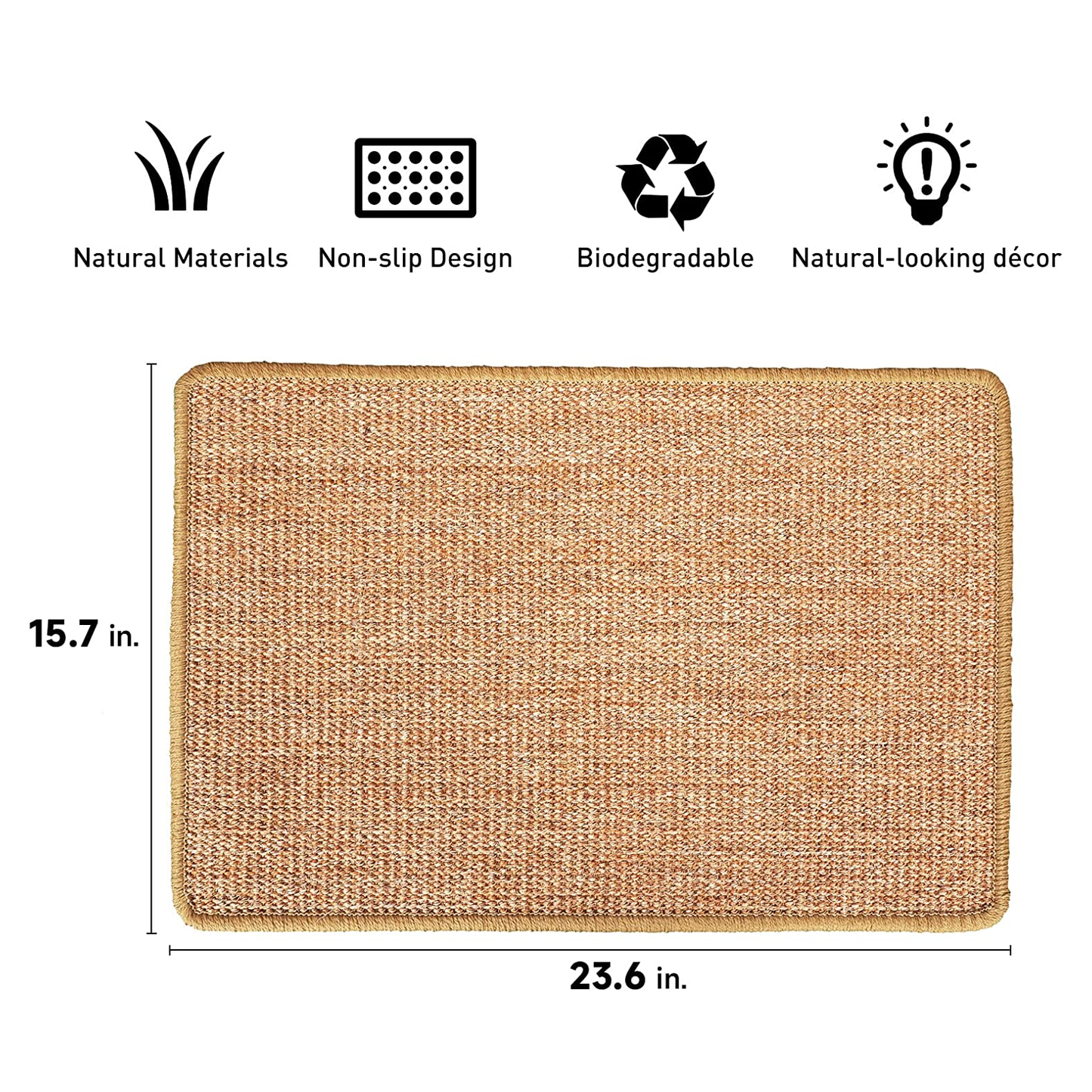 Sisal Cat Scratching Mat - Multi-Functional, Anti-Slip Protector for Furniture & Carpets (23.6" x 15.7")