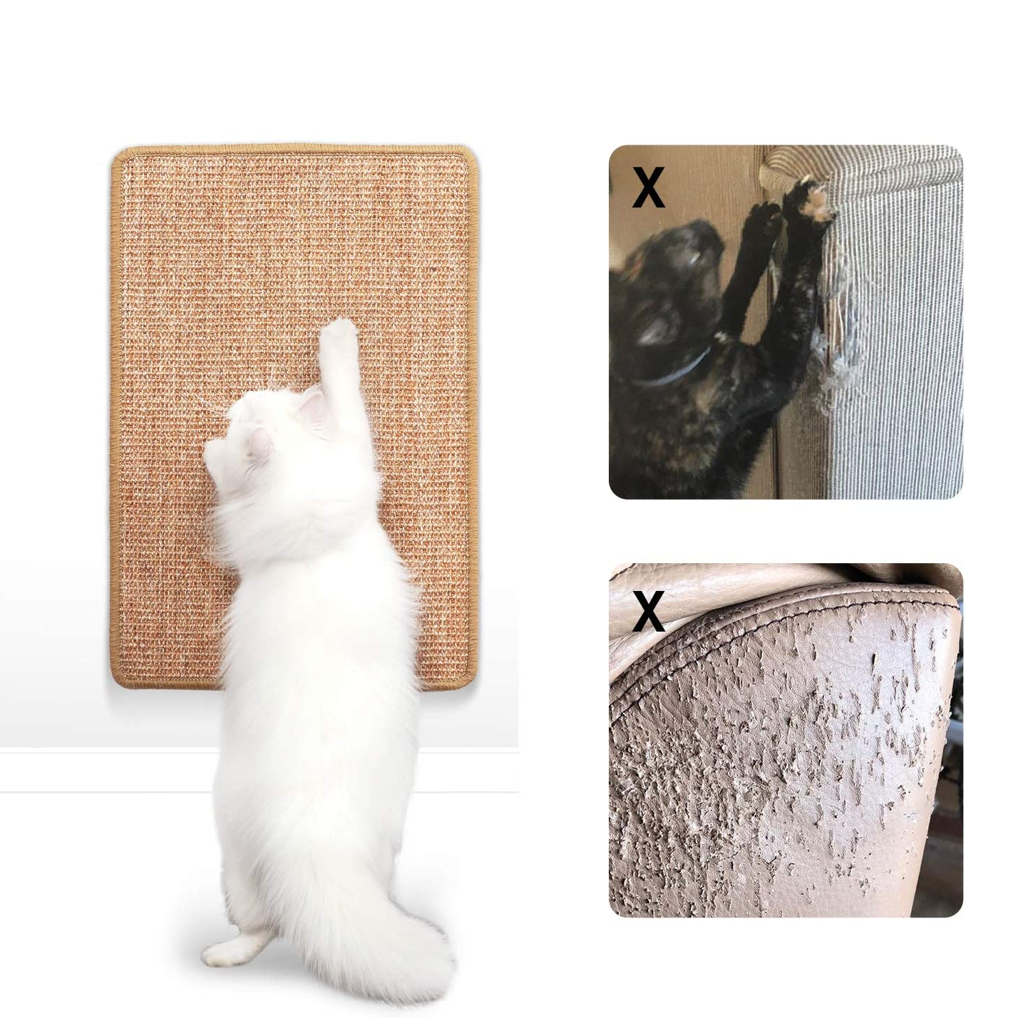 Sisal Cat Scratching Mat - Multi-Functional, Anti-Slip Protector for Furniture & Carpets (23.6" x 15.7")