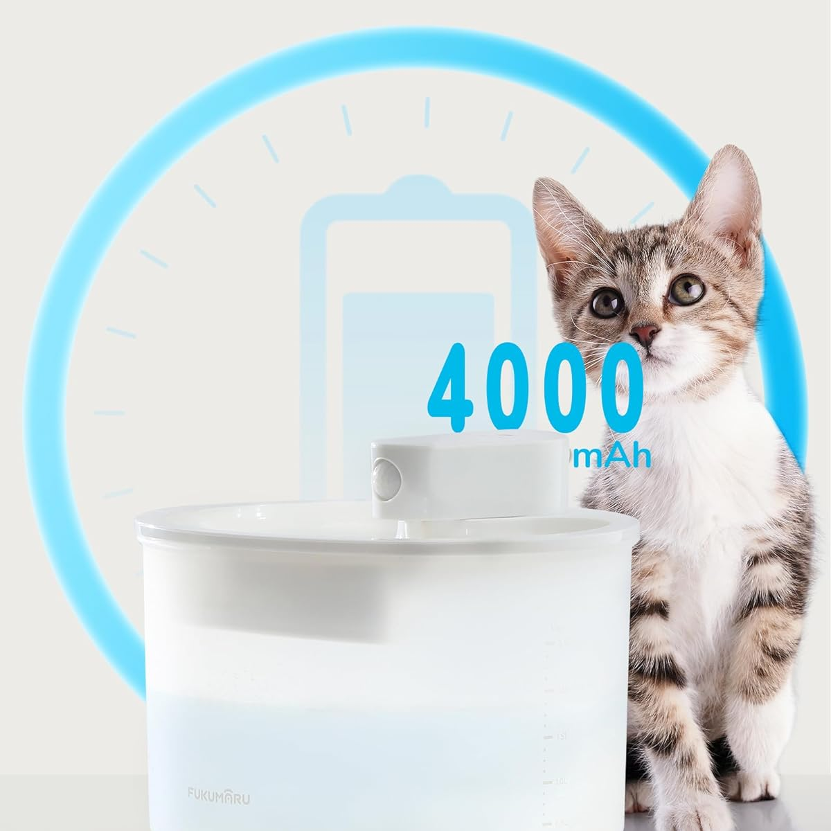 2.5L Wireless Automatic Cat Water Fountain with 2 Flow Modes, 4 Filters, and Rechargeable Battery
