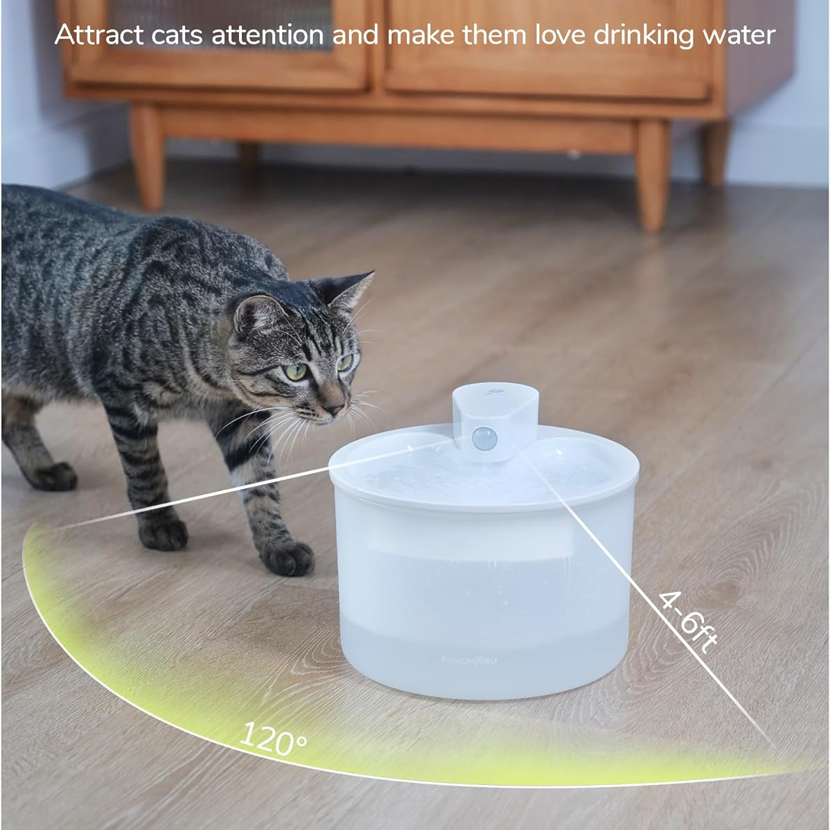 2.5L Wireless Automatic Cat Water Fountain with 2 Flow Modes, 4 Filters, and Rechargeable Battery