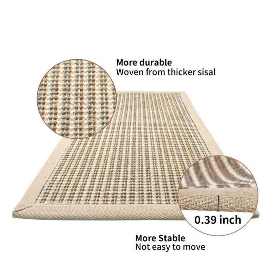 Thickened Natural Sisal Cat Scratching Mat - 23.6" x 15.7", Anti-Skid & Multi-Use for Carpet & Sofa Protection