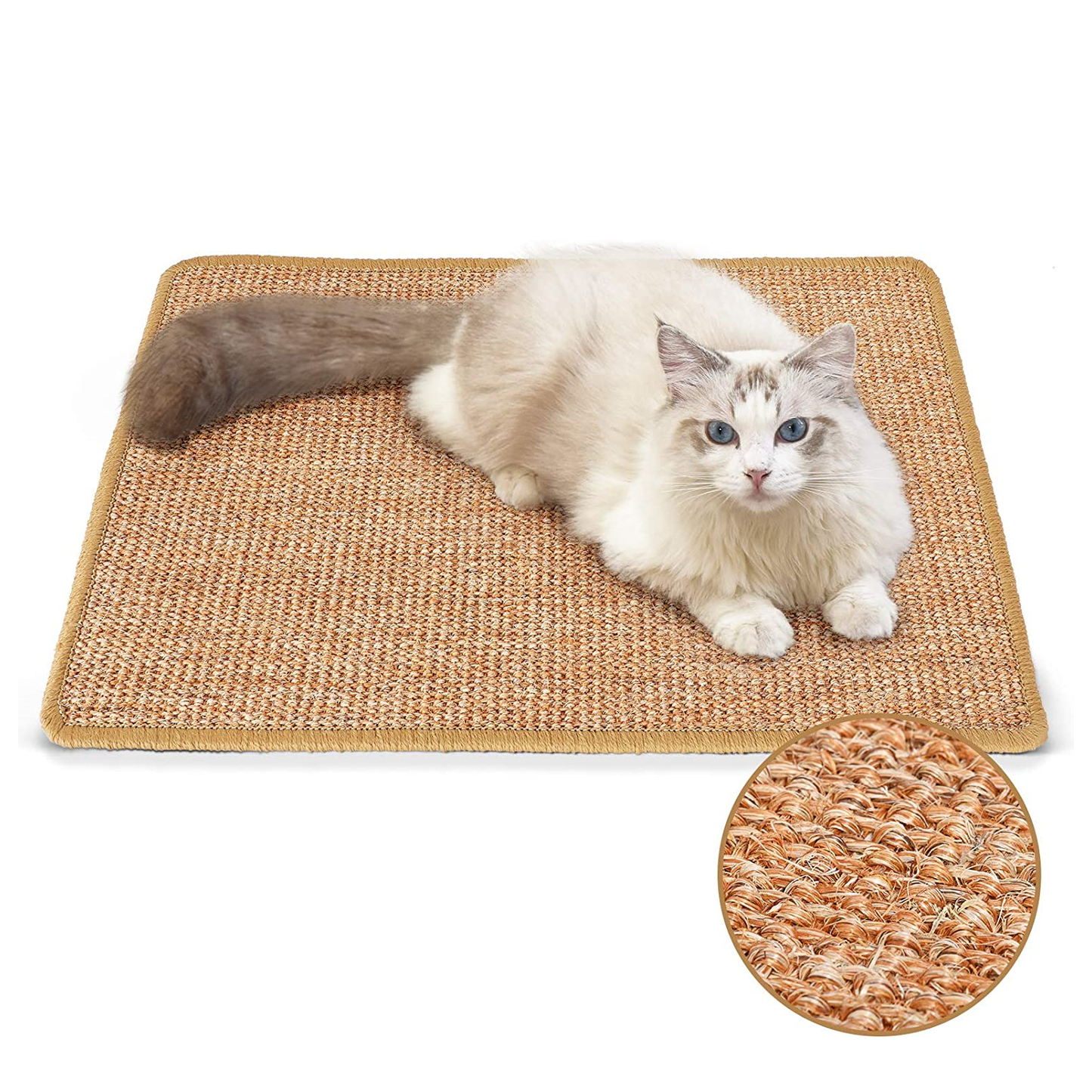 Thickened Natural Sisal Cat Scratching Mat - 23.6" x 15.7", Anti-Skid & Multi-Use for Carpet & Sofa Protection