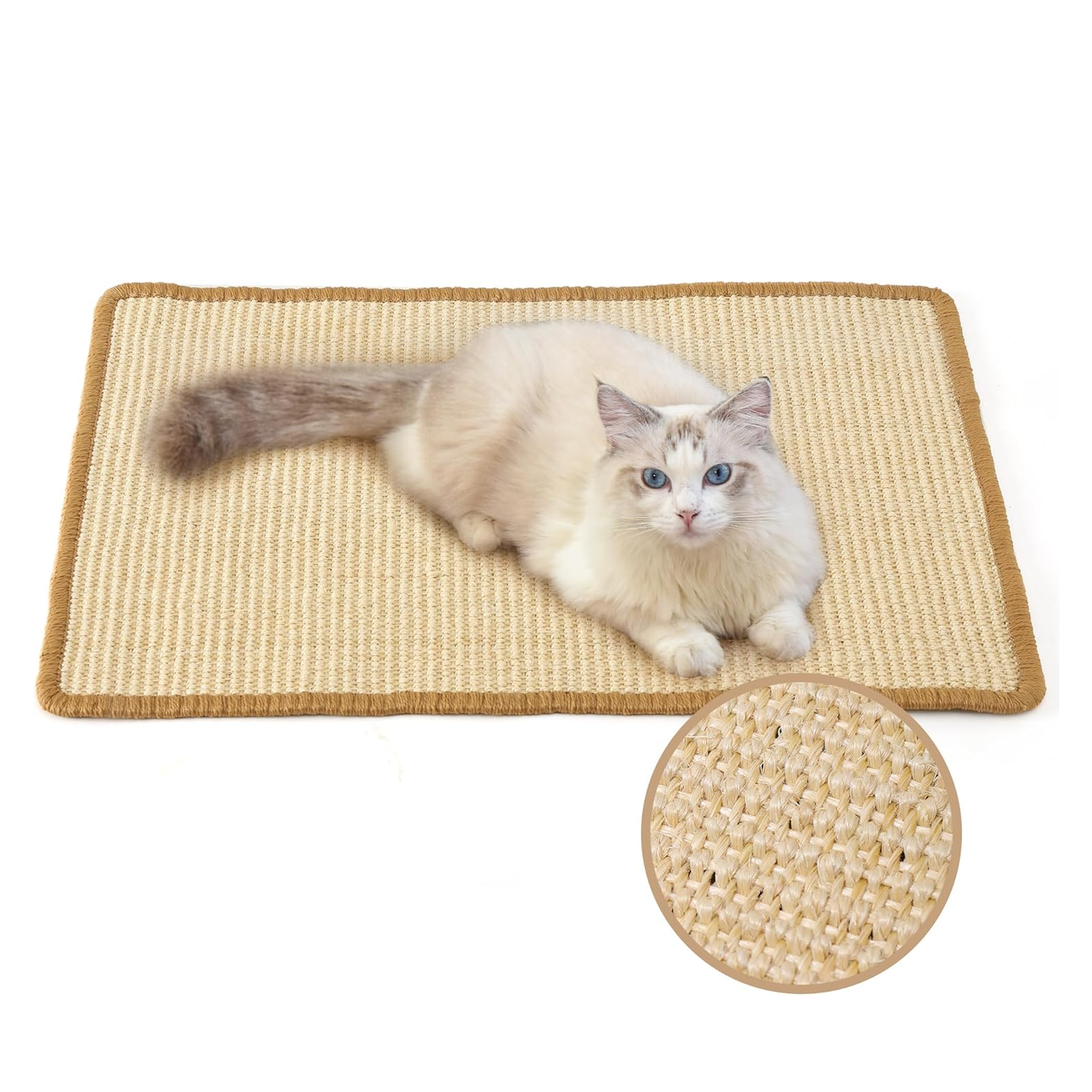 Thickened Natural Sisal Cat Scratching Mat - 23.6" x 15.7", Anti-Skid & Multi-Use for Carpet & Sofa Protection
