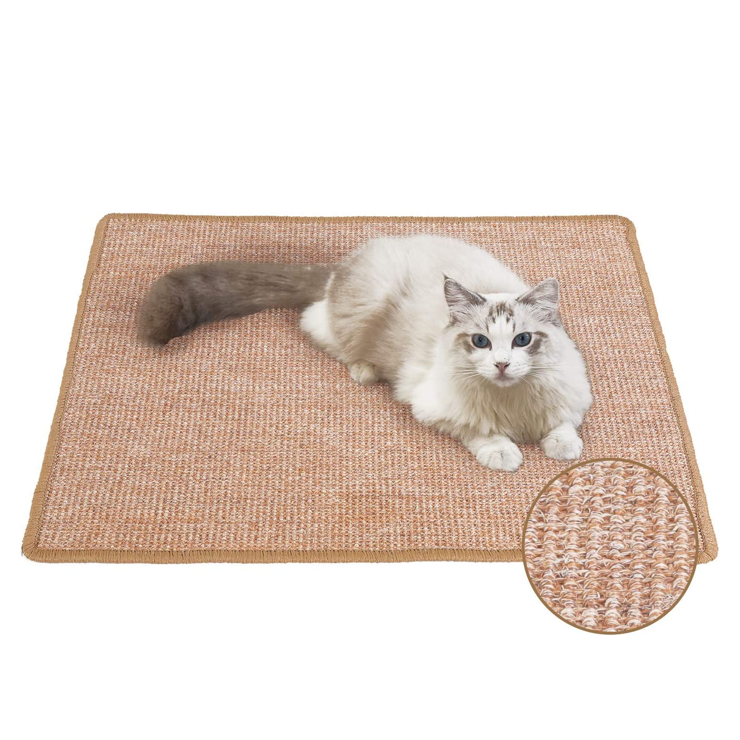 Thickened Natural Sisal Cat Scratching Mat - 23.6" x 15.7", Anti-Skid & Multi-Use for Carpet & Sofa Protection