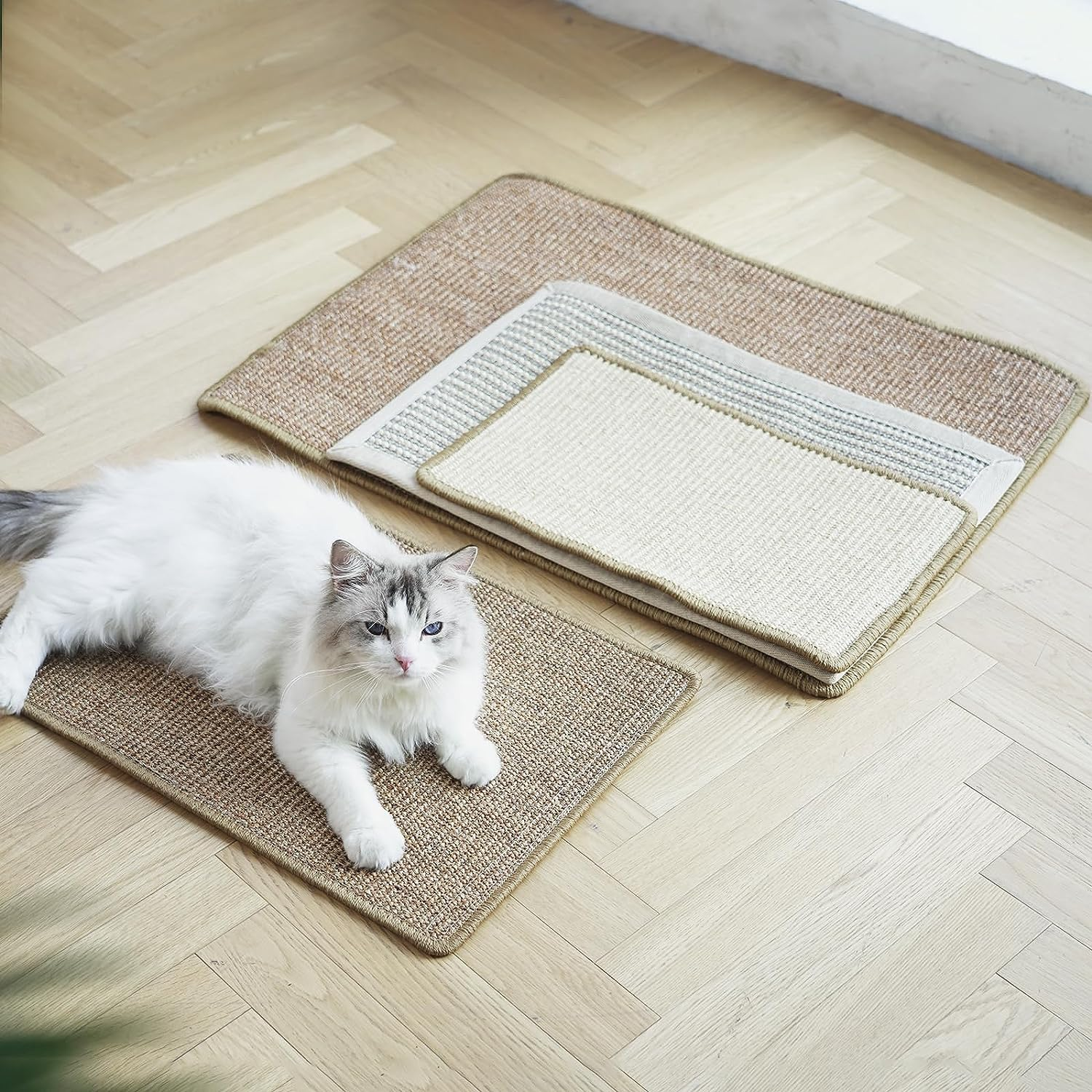 Thickened Natural Sisal Cat Scratching Mat - 23.6" x 15.7", Anti-Skid & Multi-Use for Carpet & Sofa Protection