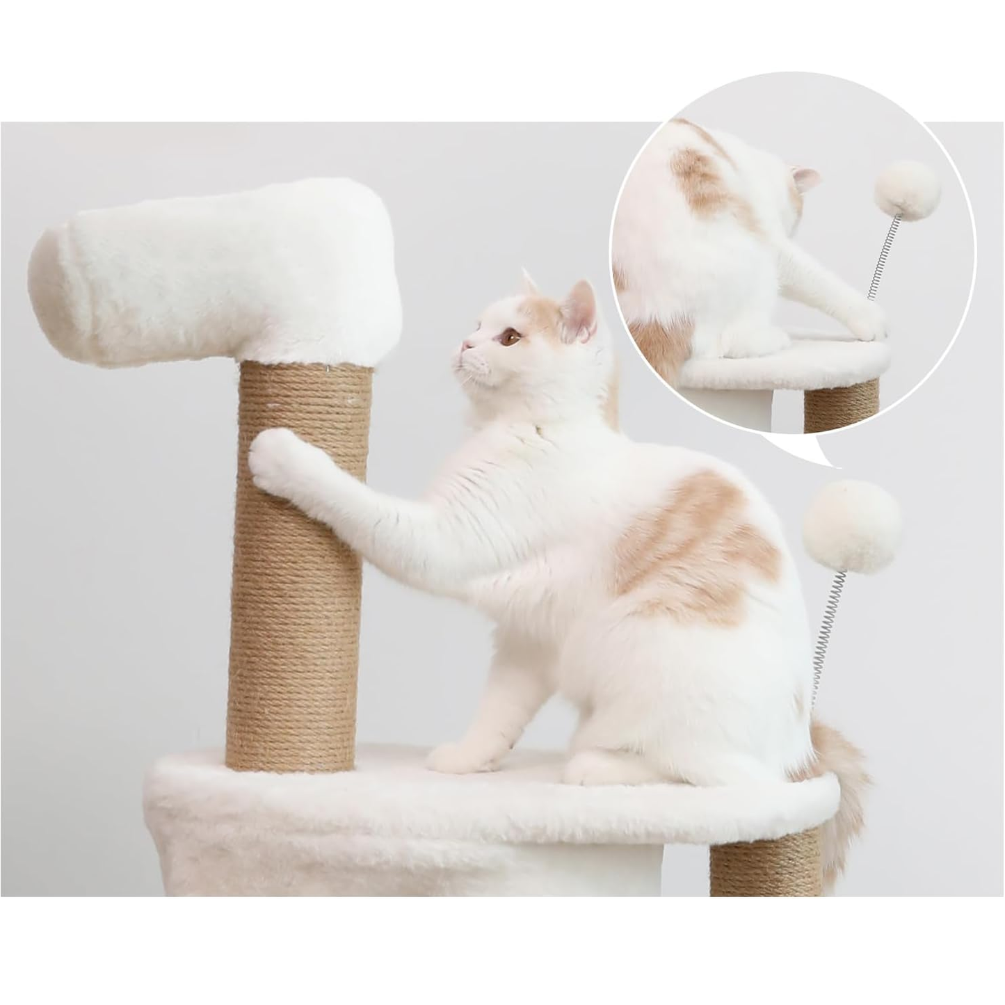 33.5-Inch Multi-Level Cat Tree with Condo, Scratching Posts, Interactive Toys & Plush Platform