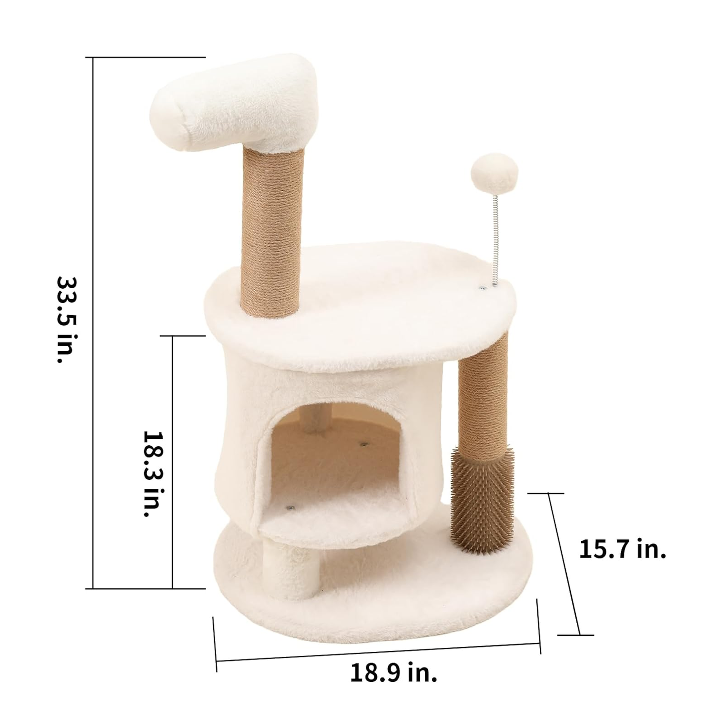33.5-Inch Multi-Level Cat Tree with Condo, Scratching Posts, Interactive Toys & Plush Platform
