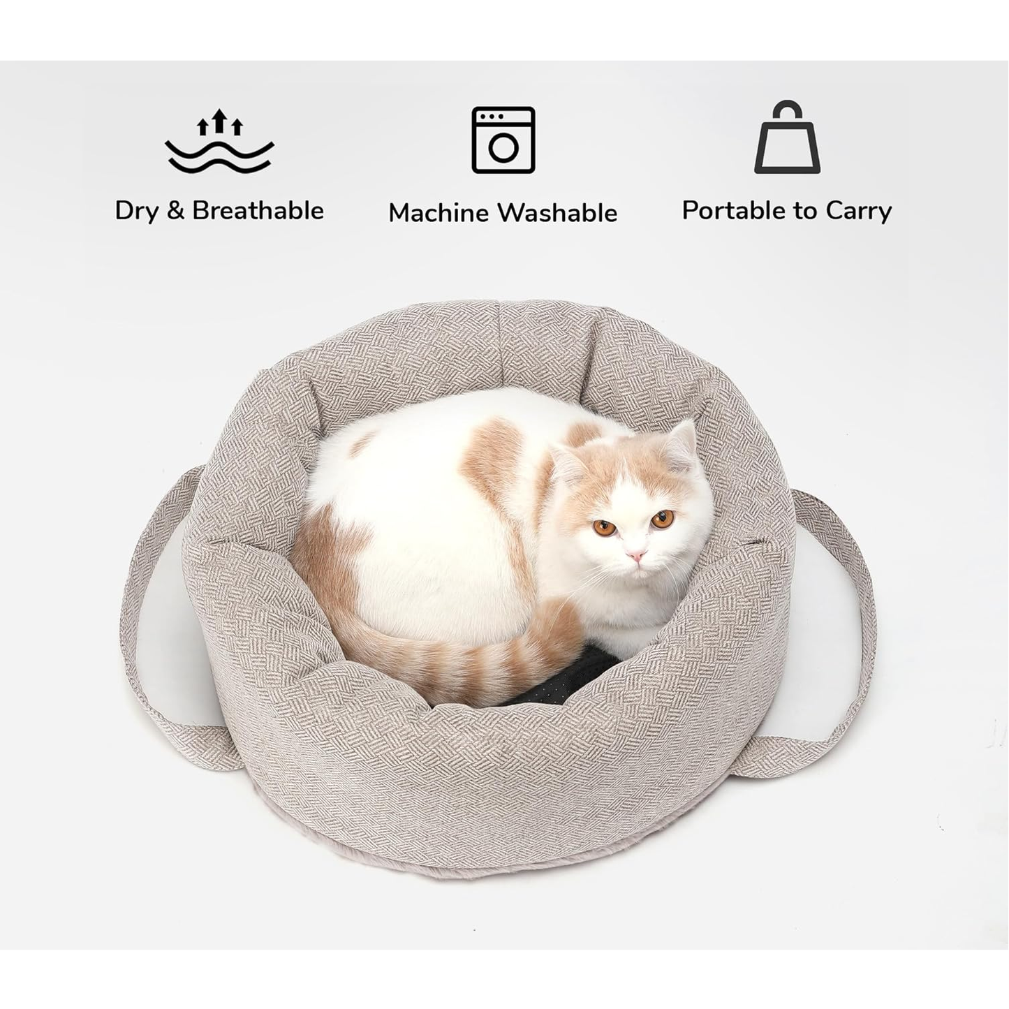 Reversible Cat Bed for Indoor Cats, Deep Sleep Puppy Bed, Multi-Season Kitten Bed, Roomy Small Dog/Bunny Bed