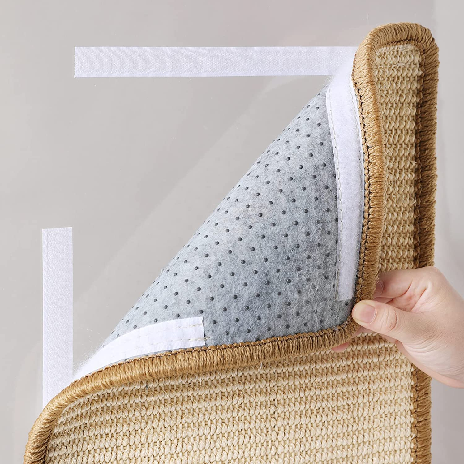 Natural Sisal Cat Scratching Mat - 19.6" x 11.8" Horizontal Floor Scratch Pad for Carpet & Furniture Protection - Beige