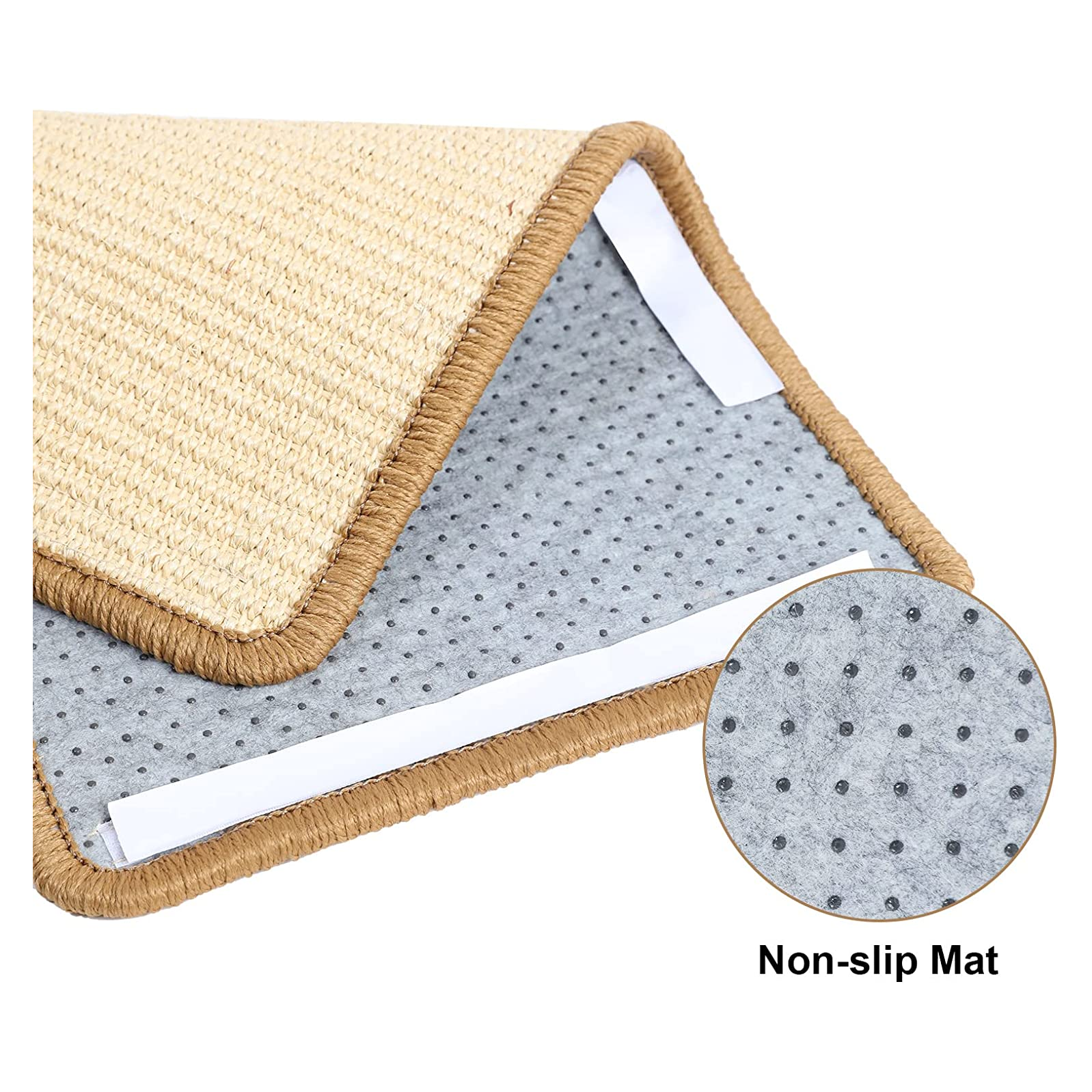 Natural Sisal Cat Scratching Mat - 19.6" x 11.8" Horizontal Floor Scratch Pad for Carpet & Furniture Protection - Beige