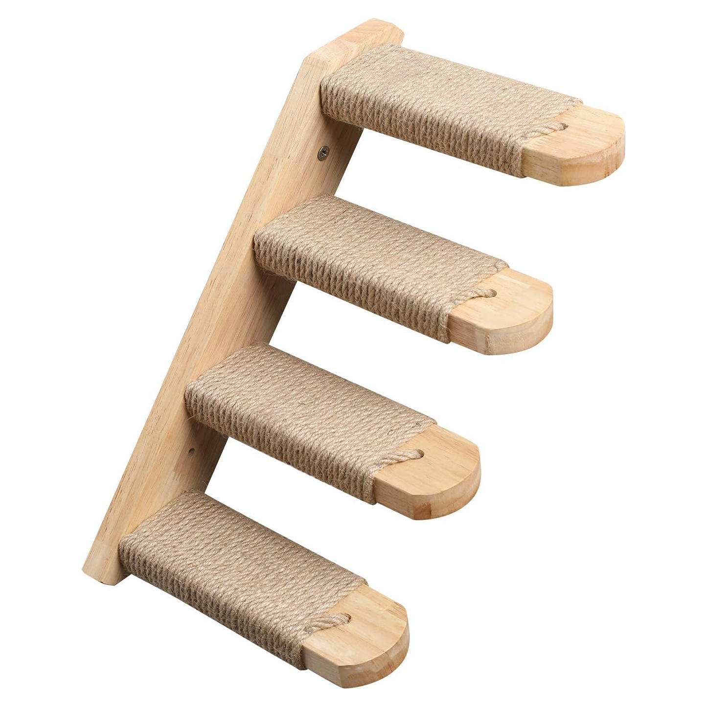 Wooden Cat Wall Climber with Scratching Posts - Four Steps, Space-Saving Design