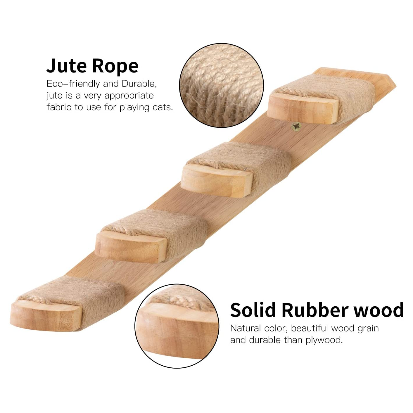 Wooden Cat Wall Climber with Scratching Posts - Four Steps, Space-Saving Design