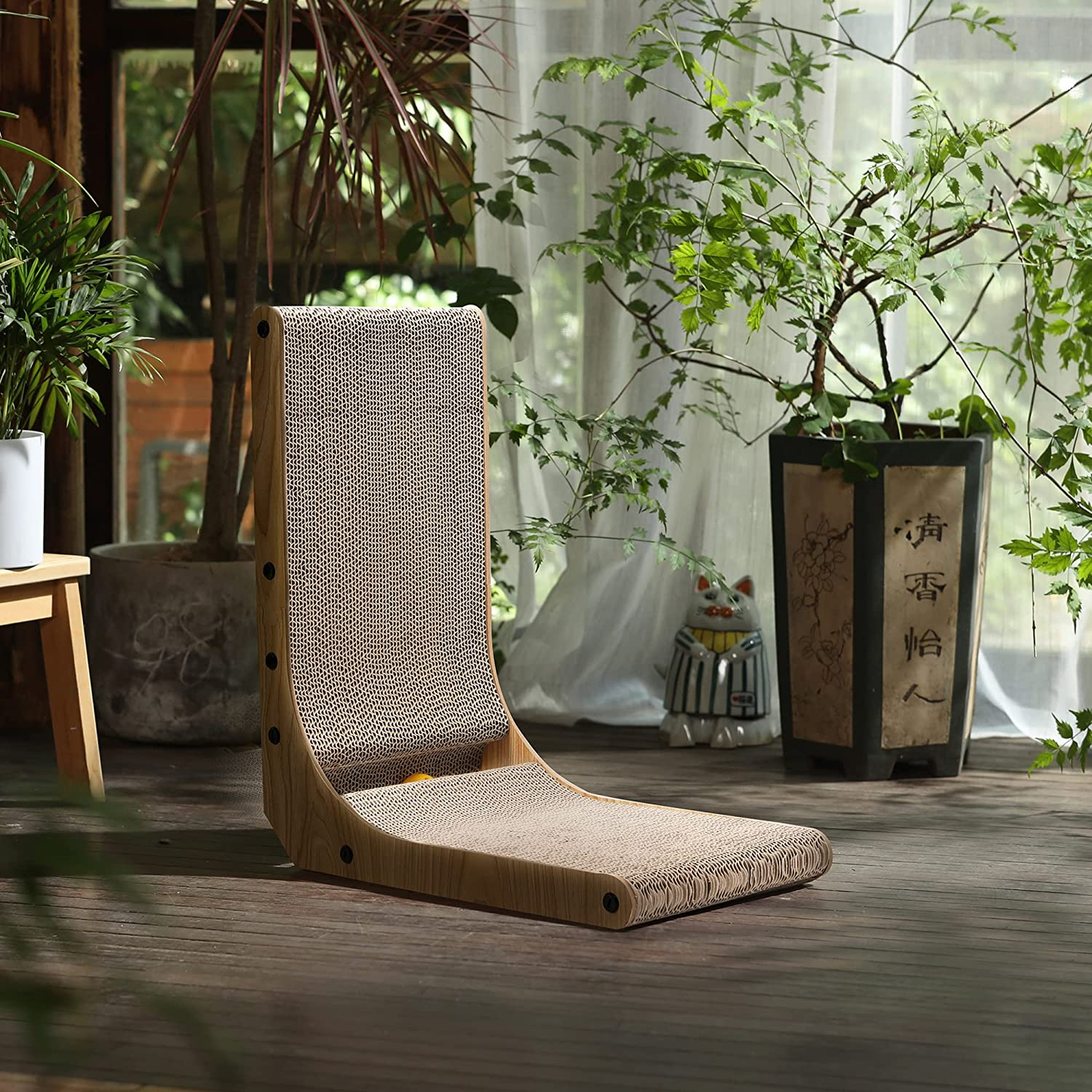 L-Shaped Wall-Mounted Cat Scratcher Pad with Ball Toy - 18.7 Inch, Medium Size