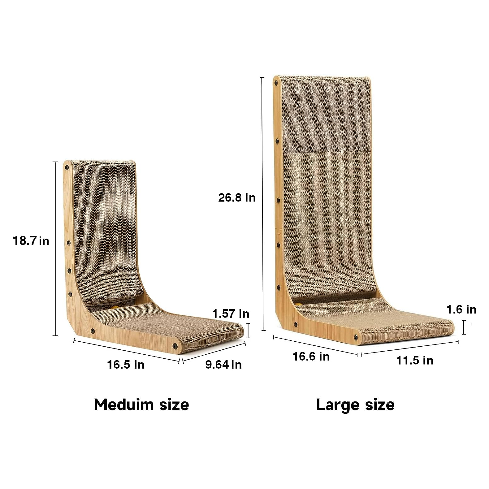 L-Shaped Wall-Mounted Cat Scratcher Pad with Ball Toy - 18.7 Inch, Medium Size