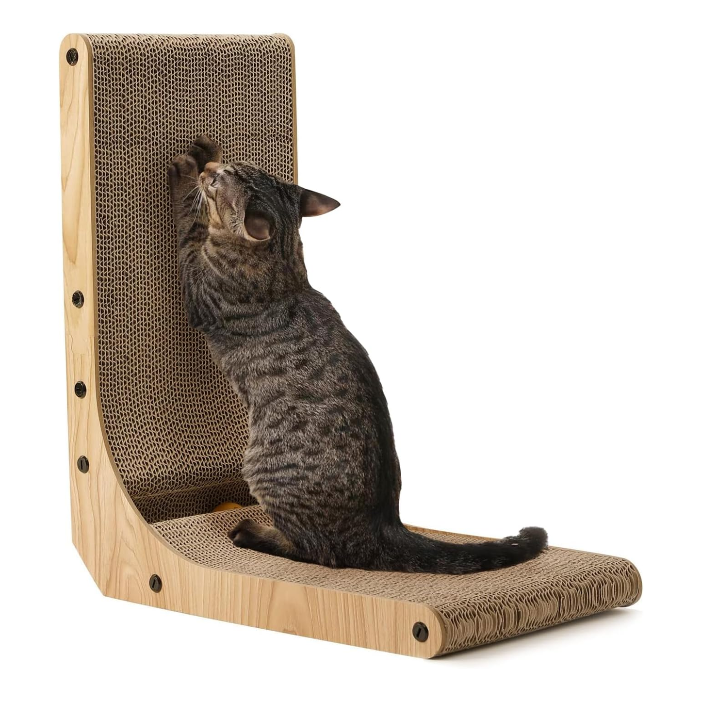 L-Shaped Wall-Mounted Cat Scratcher Pad with Ball Toy - 18.7 Inch, Medium Size