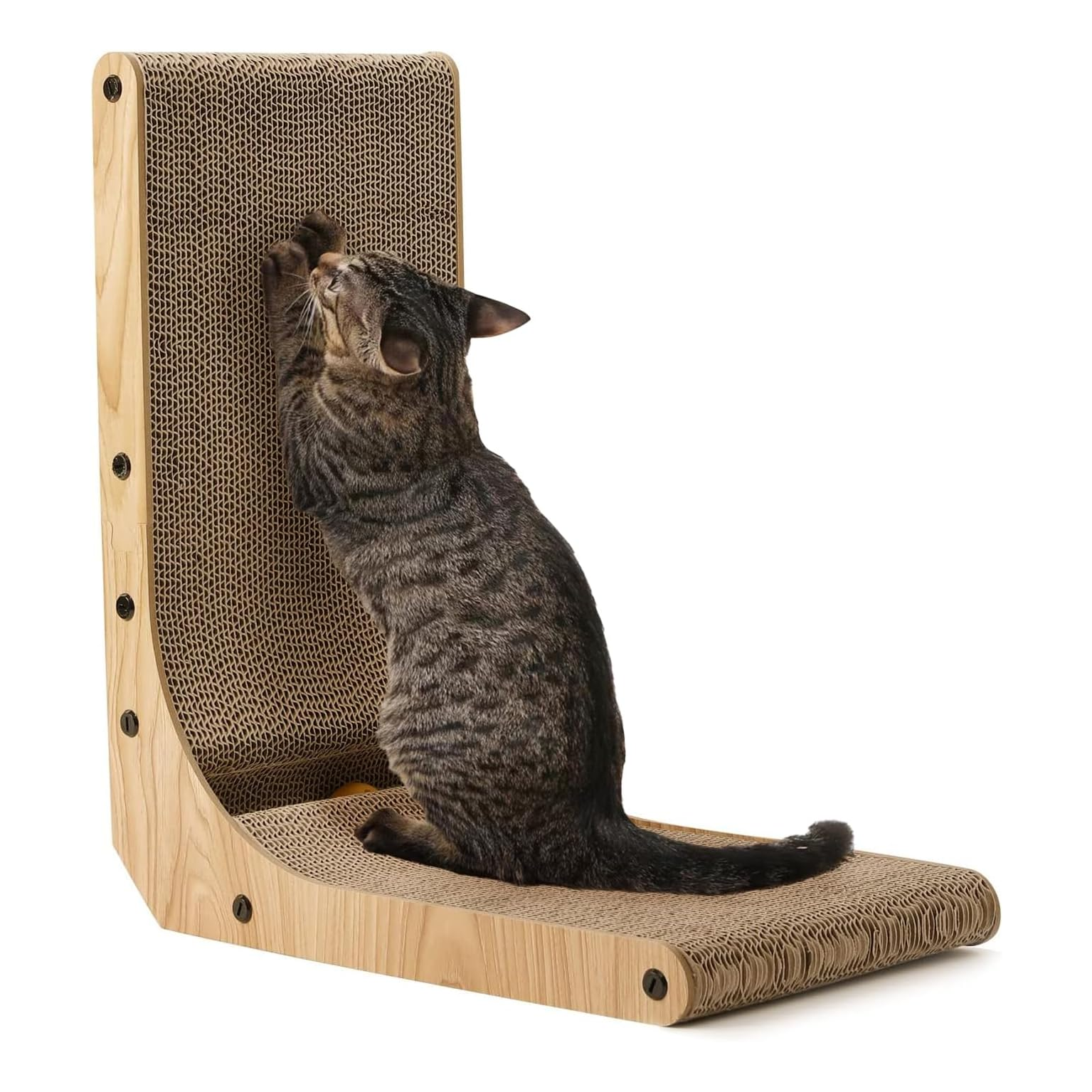 L-Shaped Wall-Mounted Cat Scratcher Pad with Ball Toy - 18.7 Inch, Medium Size