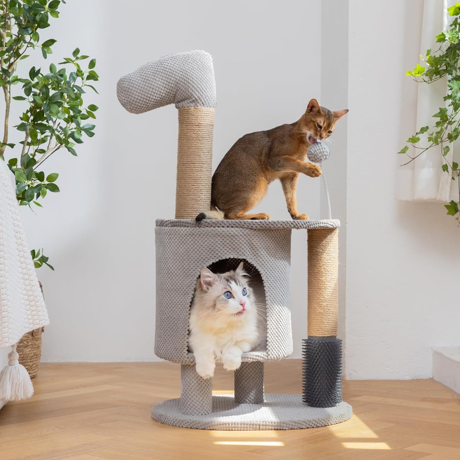 Cat Scratching Post, 33.5 Inch Cat Tower Tree with Perch, Unique and Cute Small Horse Cat Condo for Indoor Cats