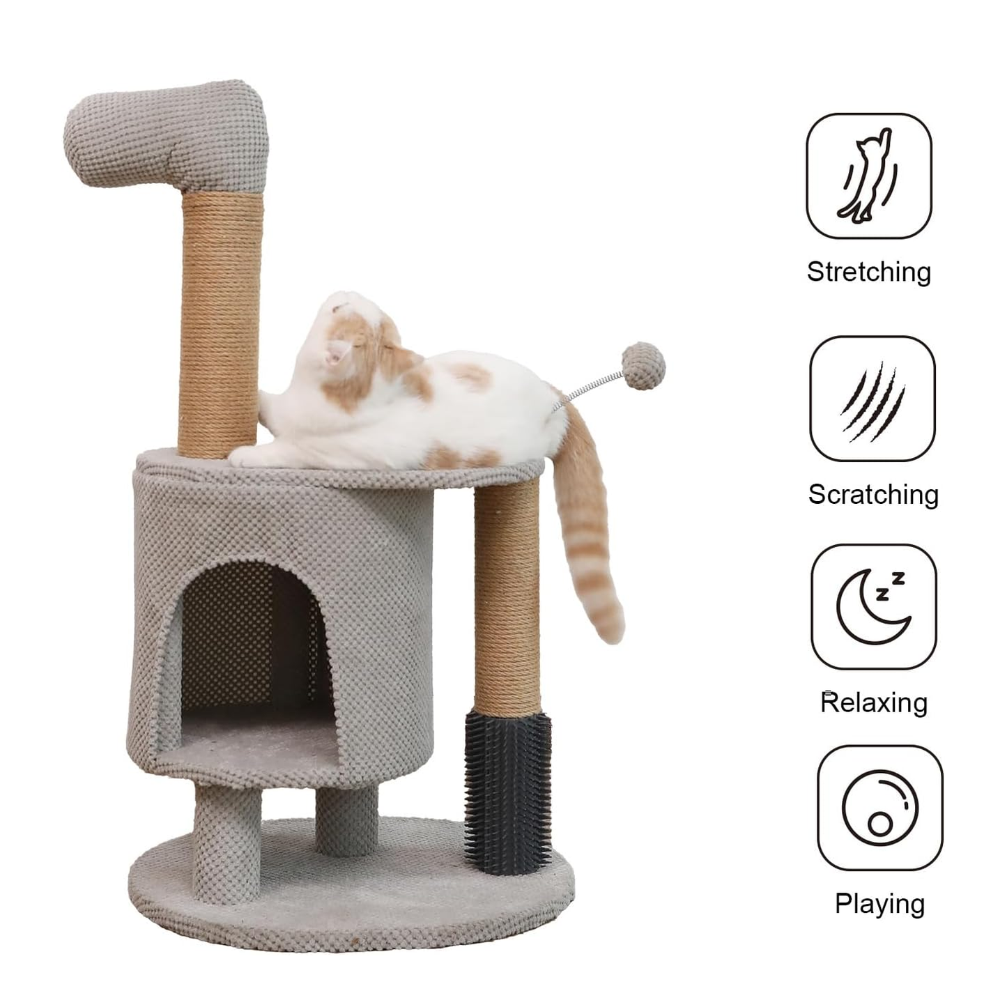Cat Scratching Post, 33.5 Inch Cat Tower Tree with Perch, Unique and Cute Small Horse Cat Condo for Indoor Cats