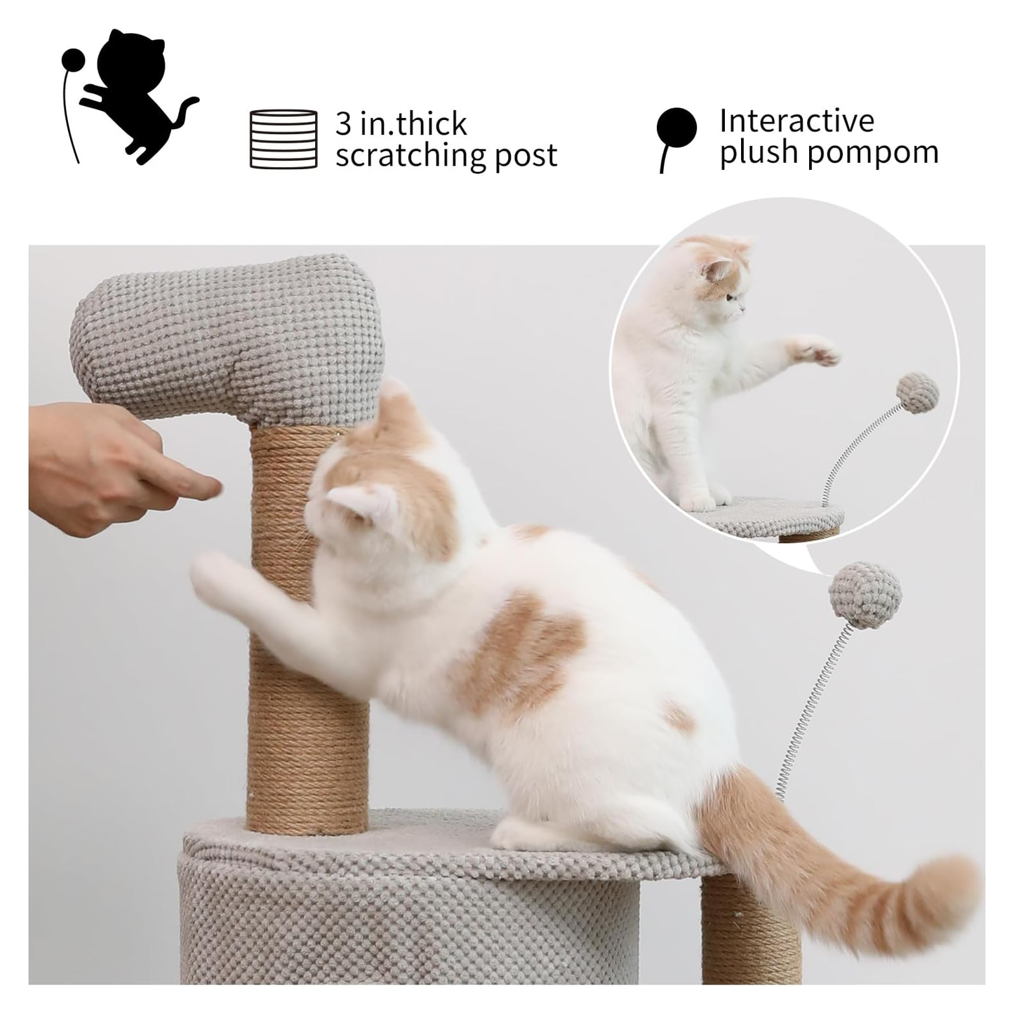 Cat Scratching Post, 33.5 Inch Cat Tower Tree with Perch, Unique and Cute Small Horse Cat Condo for Indoor Cats