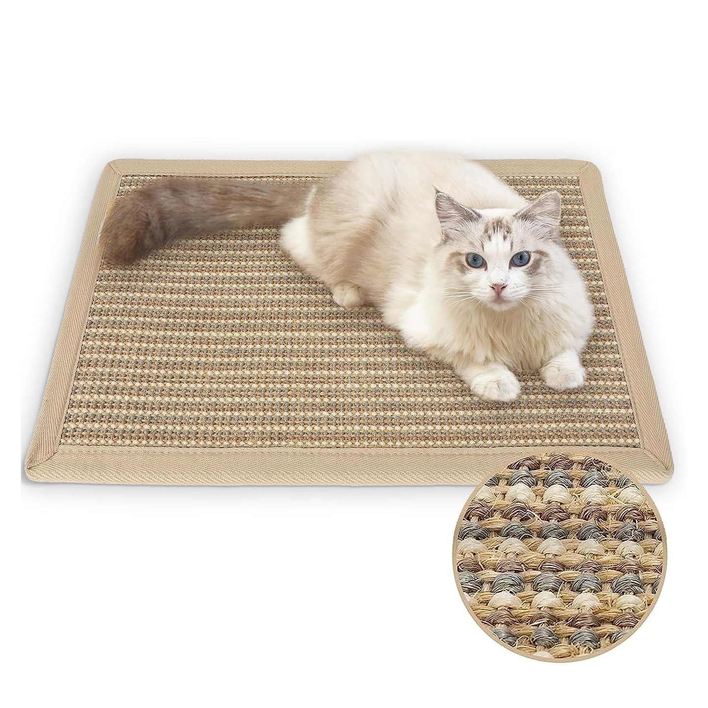 Large Natural Sisal Cat Scratcher Mat - 23.6" x 31.5" - Protect Furniture & Carpets