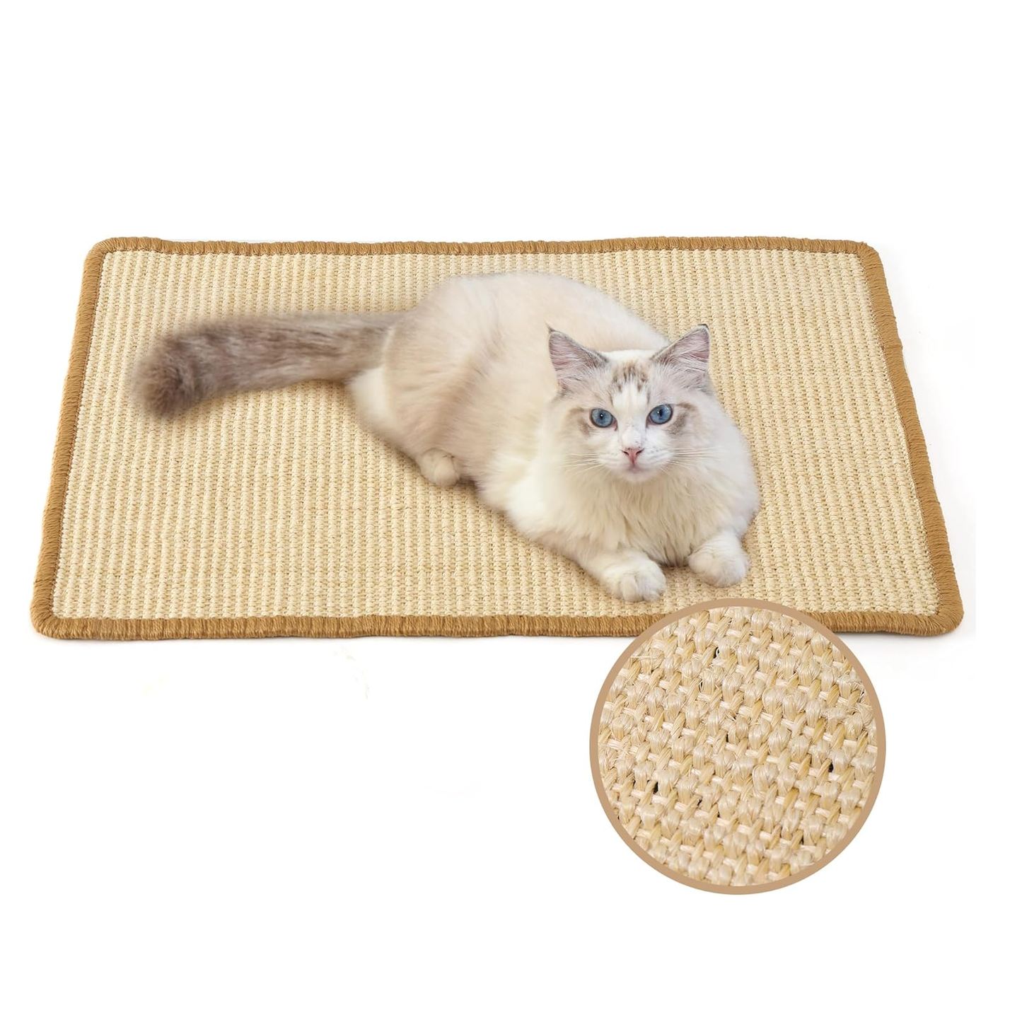 Large Natural Sisal Cat Scratcher Mat - 23.6" x 31.5" - Protect Furniture & Carpets