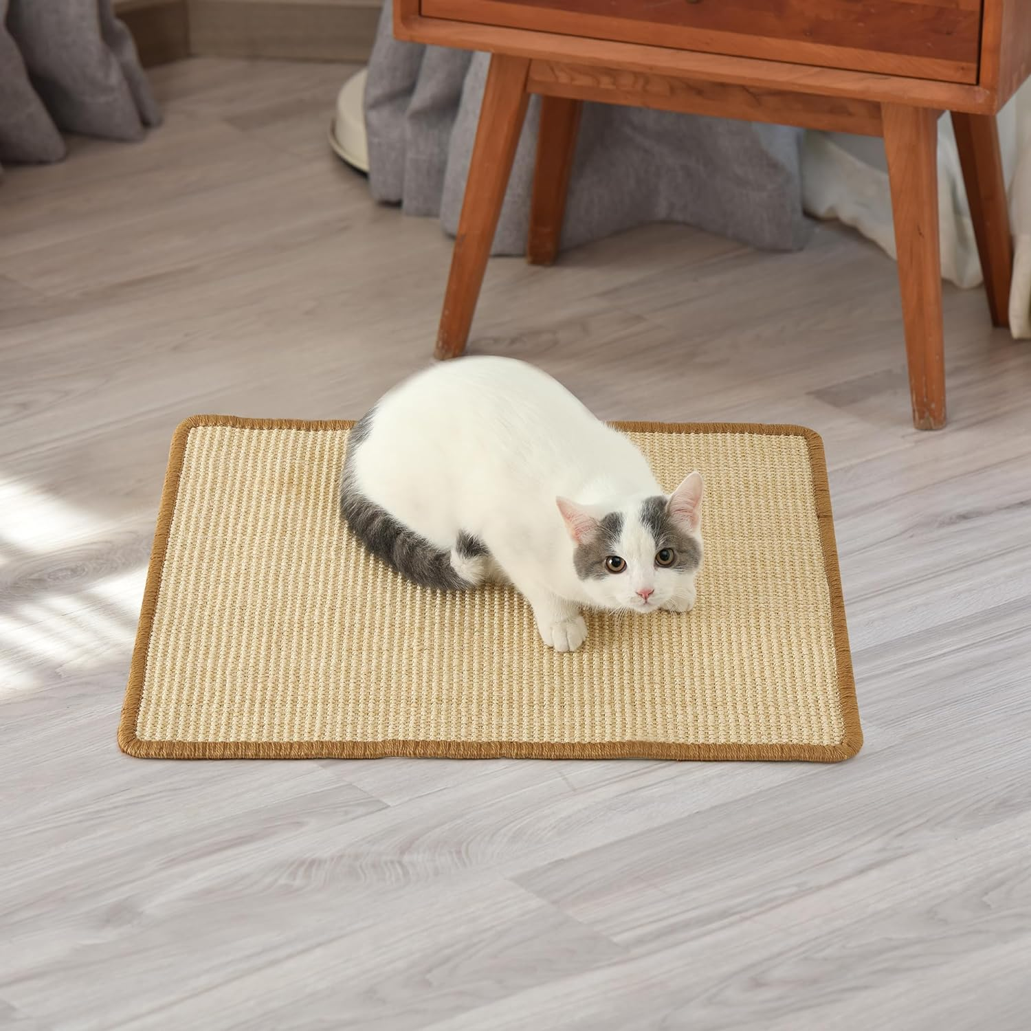 Natural Sisal Cat Scratching Mat - 23.6" x 15.7" - Furniture Protector & Multi-Use Floor/Wall Mat