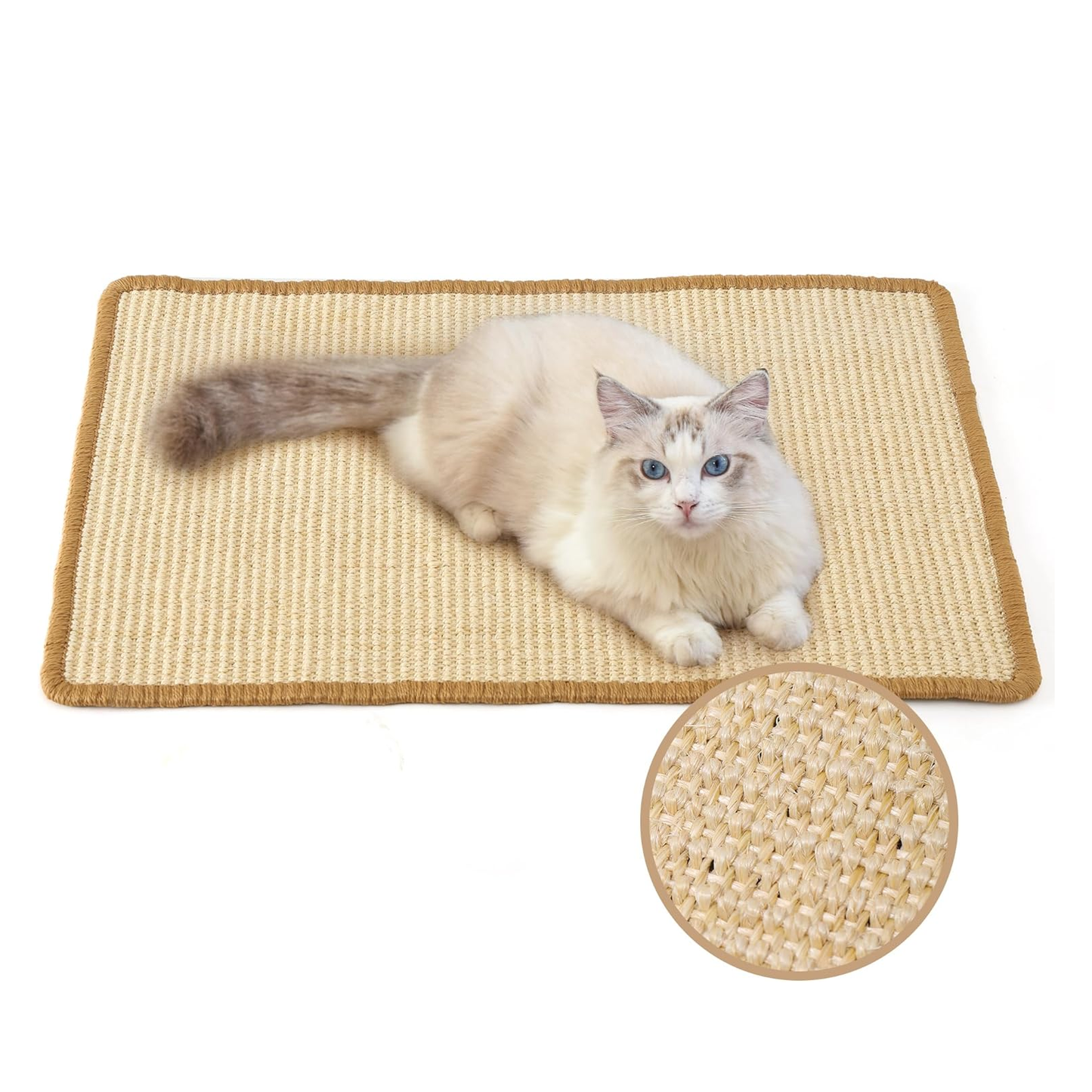 Natural Sisal Cat Scratching Mat - 23.6" x 15.7" - Furniture Protector & Multi-Use Floor/Wall Mat
