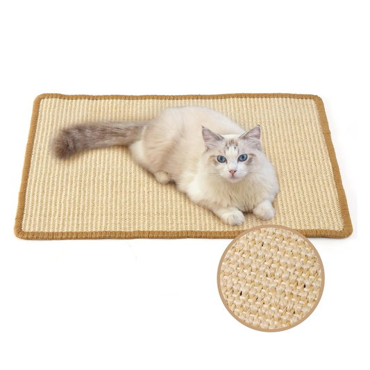 Natural Sisal Cat Scratching Mat - 23.6" x 15.7" - Furniture Protector & Multi-Use Floor/Wall Mat