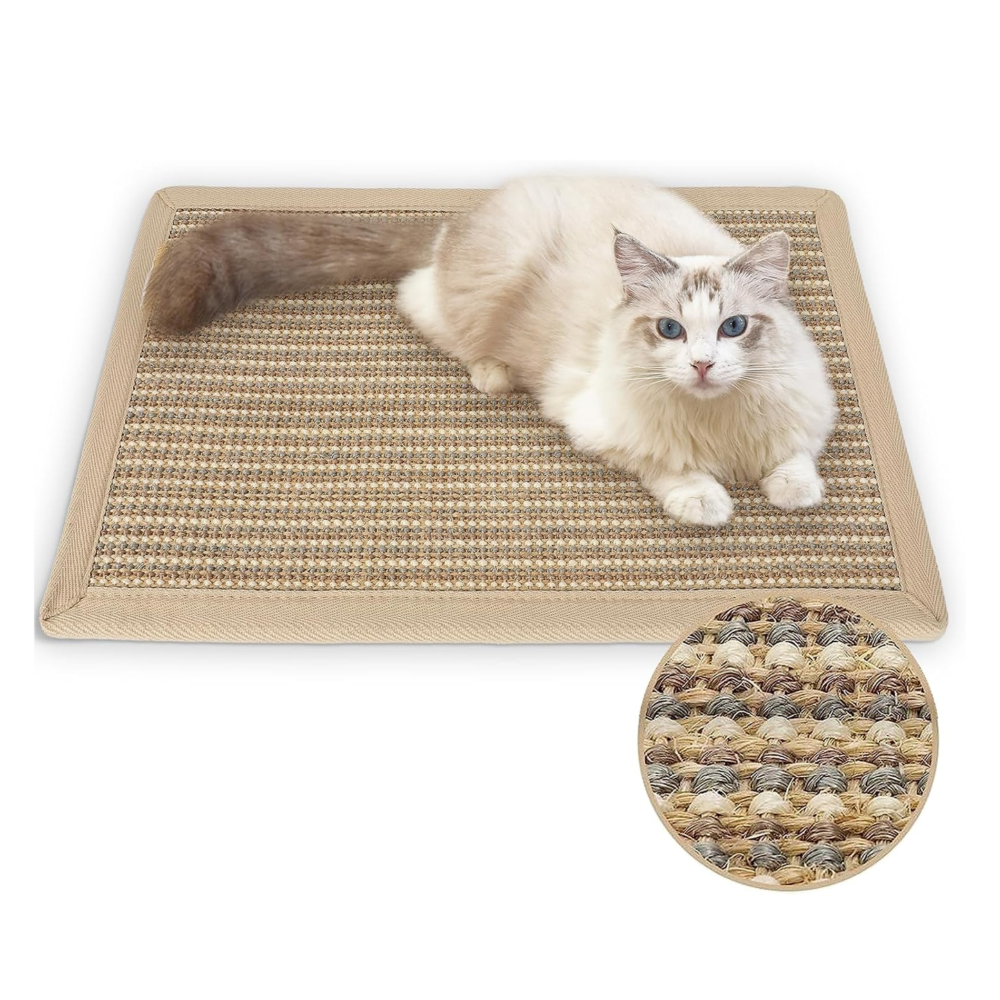 Natural Sisal Cat Scratching Mat - 23.6" x 15.7" - Furniture Protector & Multi-Use Floor/Wall Mat