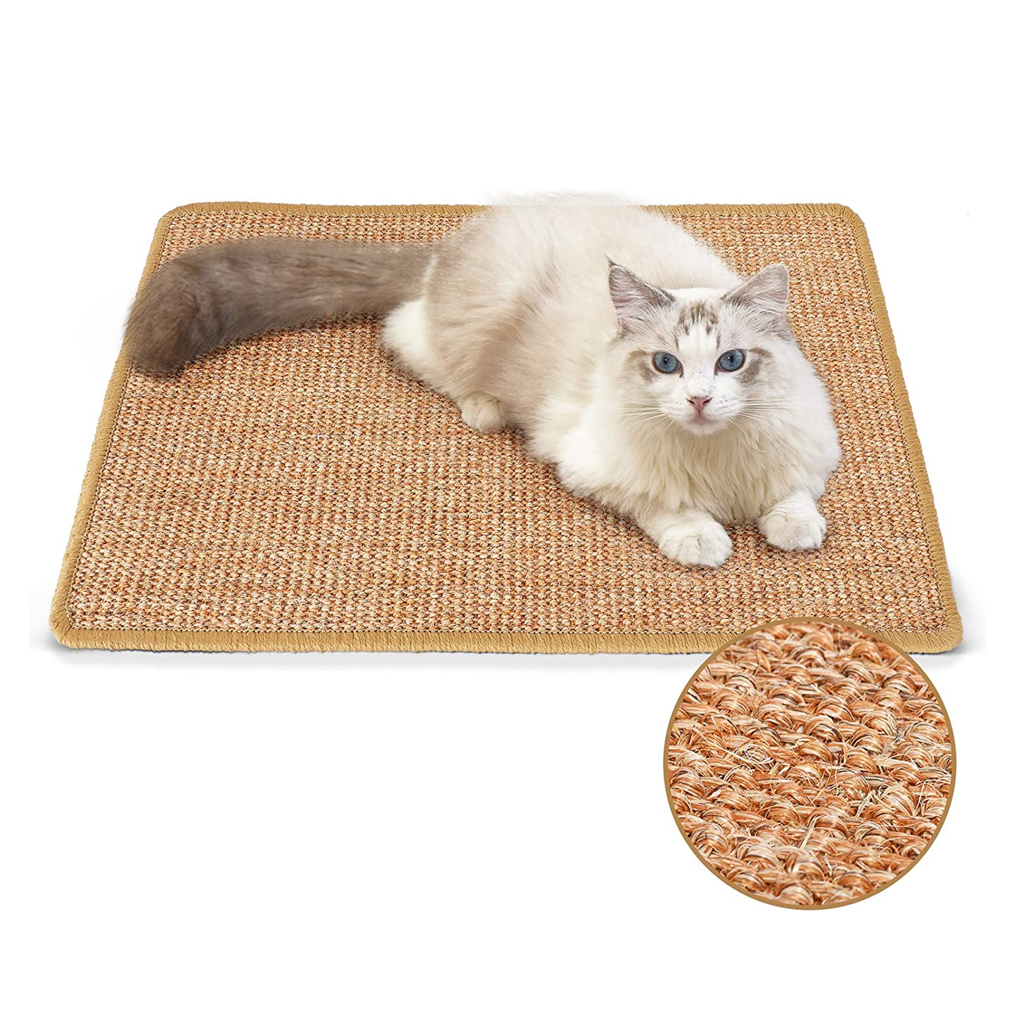 Natural Sisal Cat Scratching Mat - 23.6" x 15.7" - Furniture Protector & Multi-Use Floor/Wall Mat