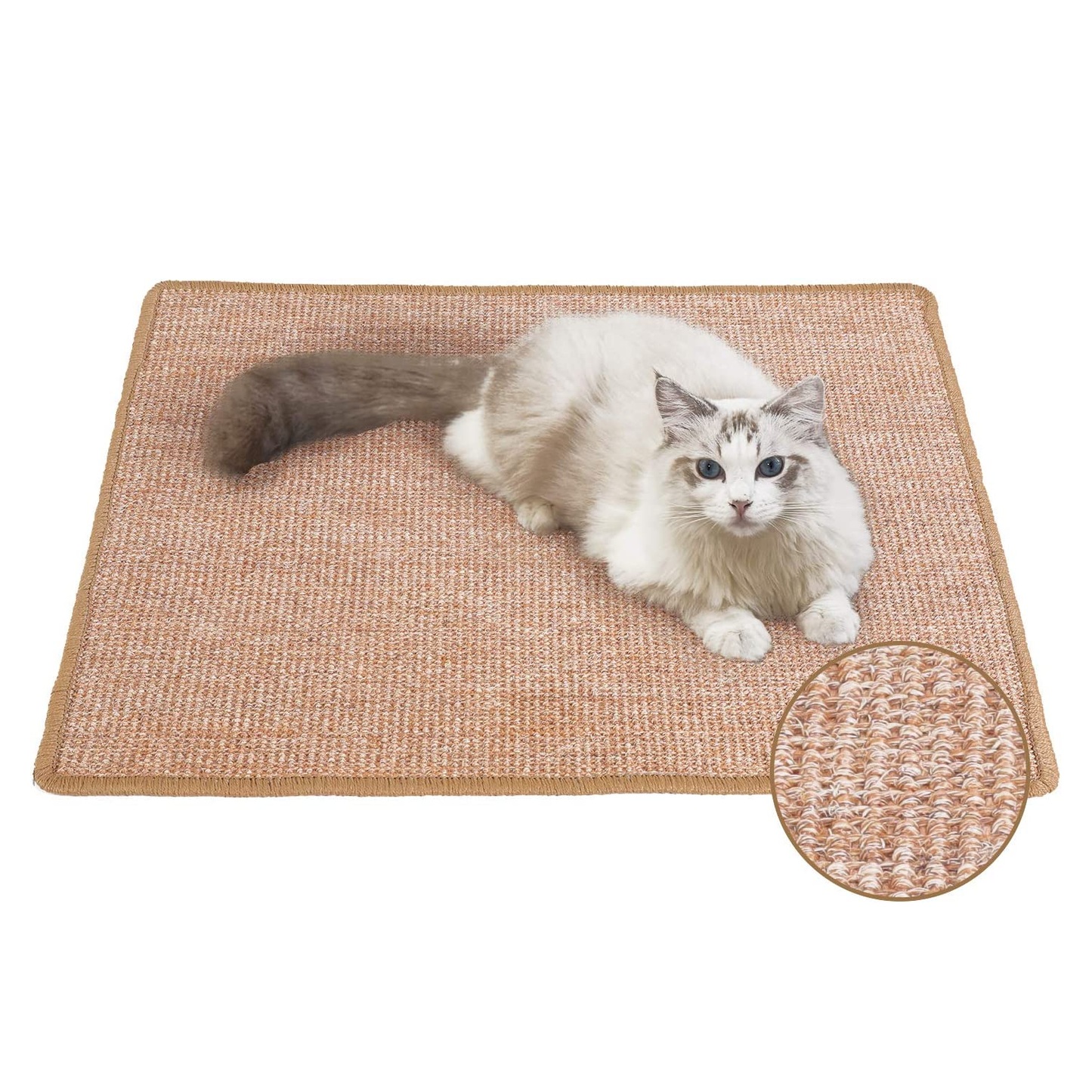 Natural Sisal Cat Scratching Mat - 23.6" x 15.7" - Furniture Protector & Multi-Use Floor/Wall Mat