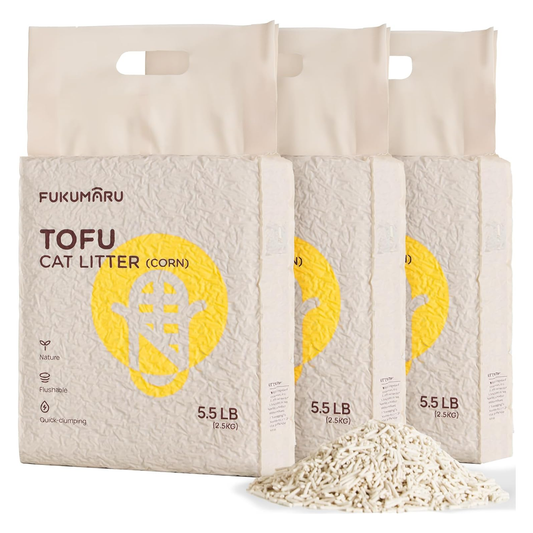 Natural Unscented Tofu Cat Litter Pellets (16.5 lbs / 3 Packs) - Flushable, Low-Tracking, & Quick-Clumping